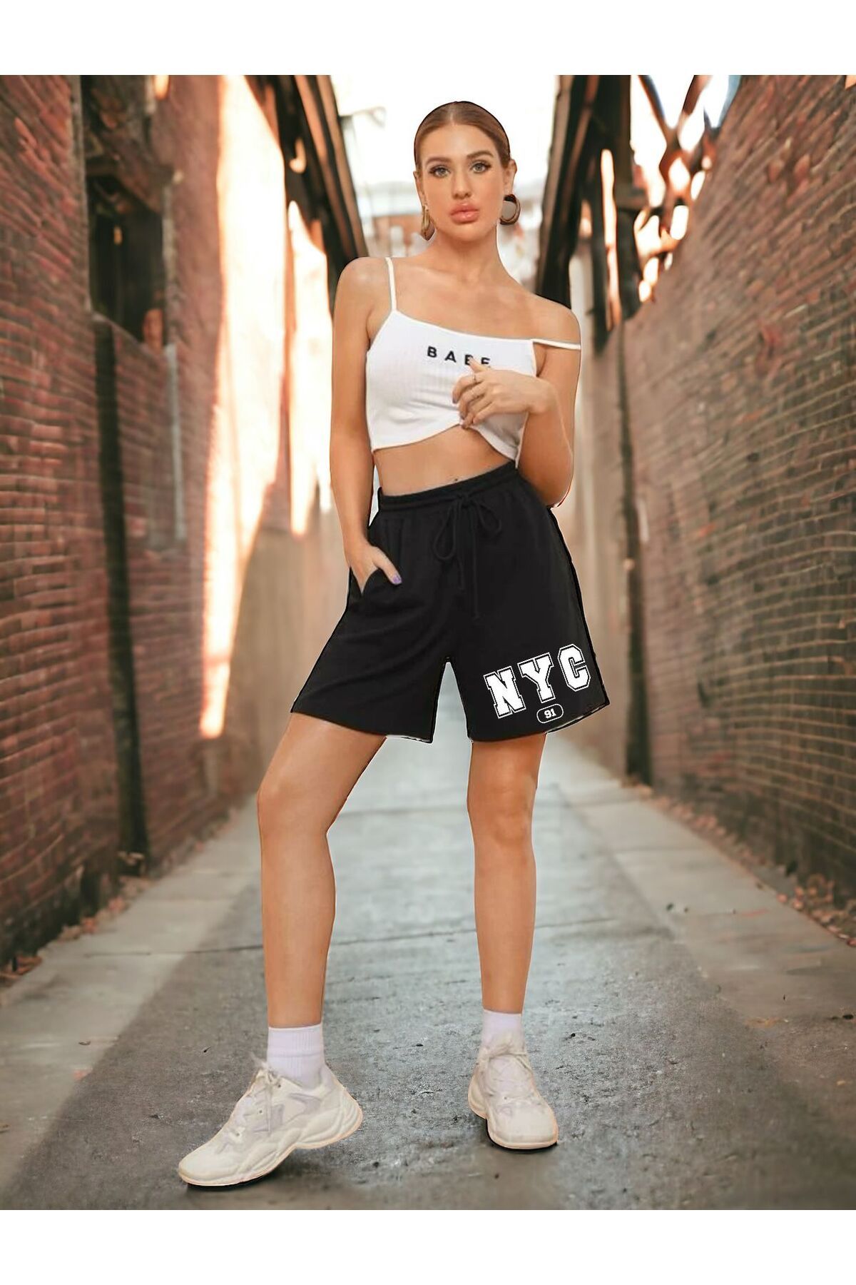 NYC BASKILI  UNİSEX ŞORT