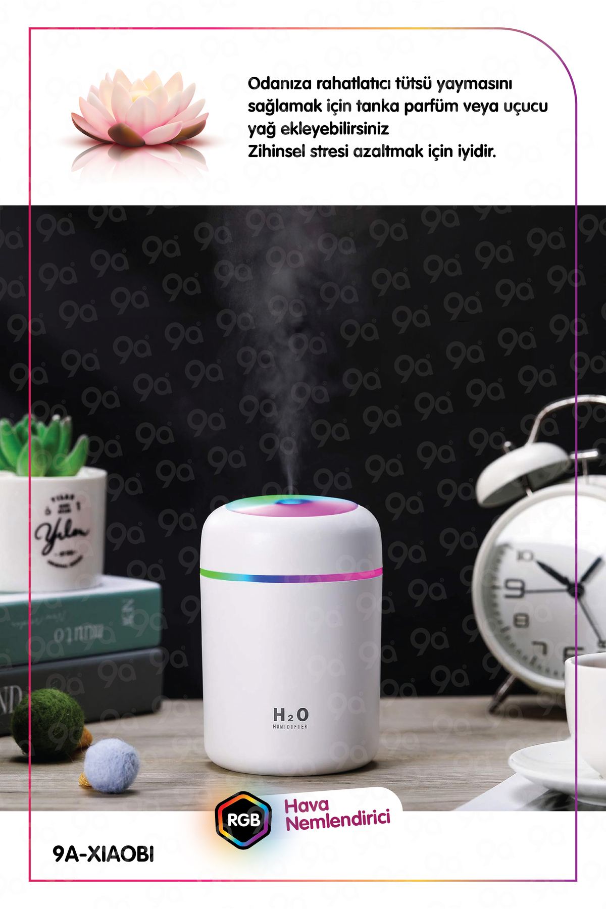 H2o Humidifier 300 Ml Ulrasonik Oda - Araç - Hava Nemlendirici Buhar Makinesi Ve Aroma Difüzörü
