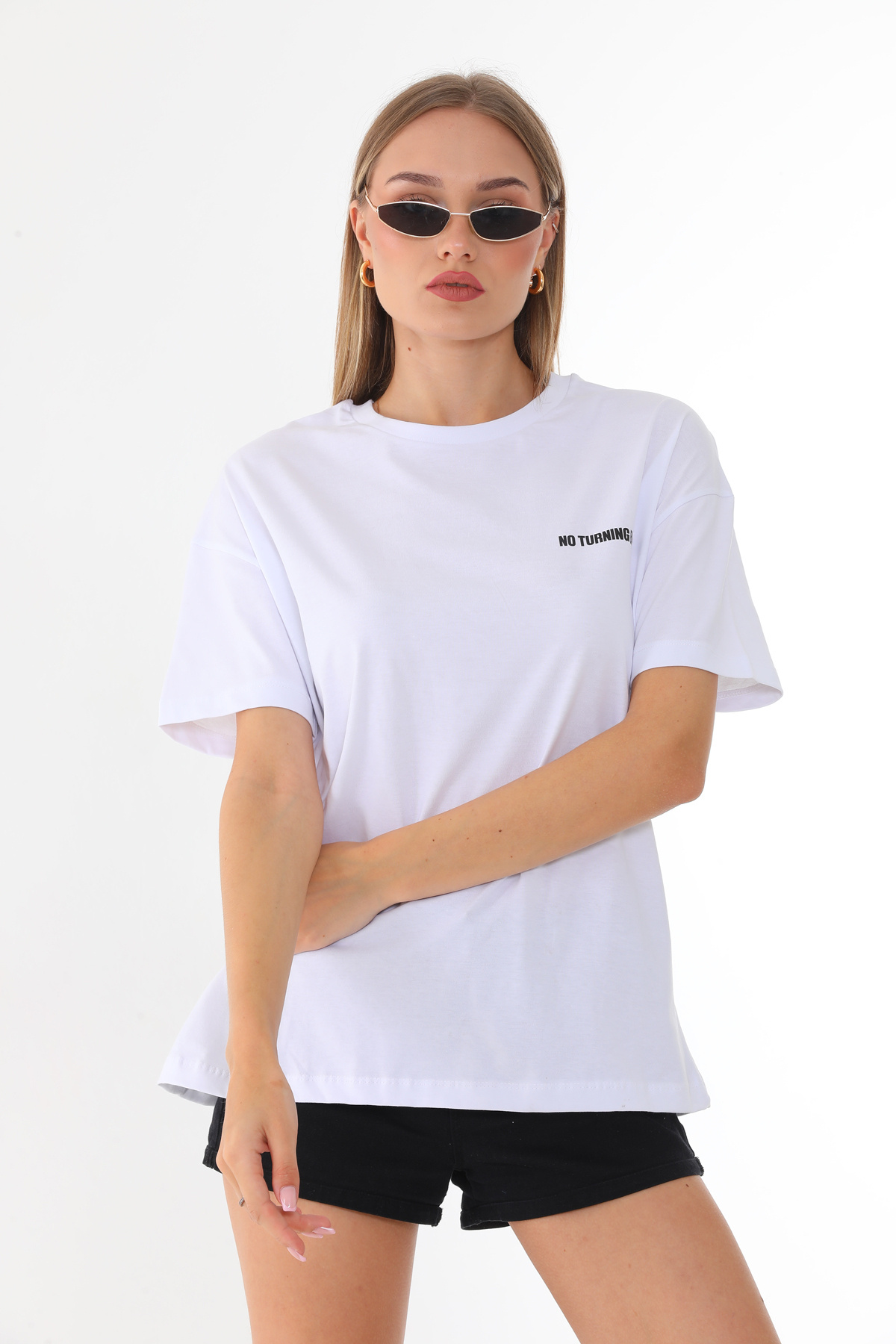 Batı Styling  Bisiklet Yaka Baskılı Kadın T-Shirt - Görsel 4