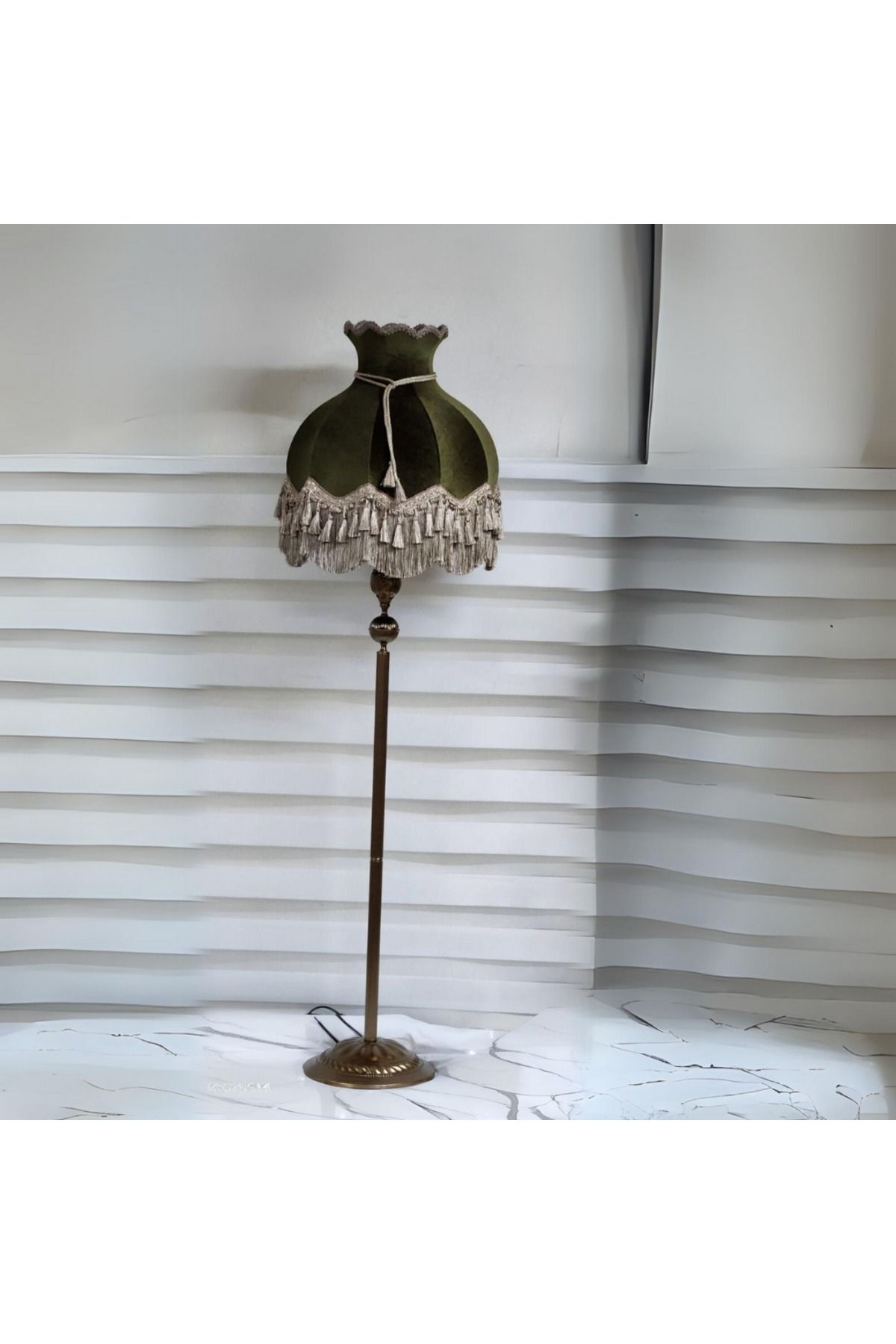 Klasik Lambader BRONZ Ayak YEŞİL Şapka 170cm. - 1