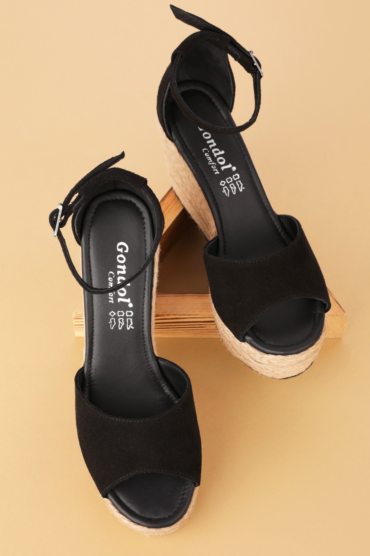 صندل زنانه مشکی Gondol | 353520699 اورجینال - تصویر 2