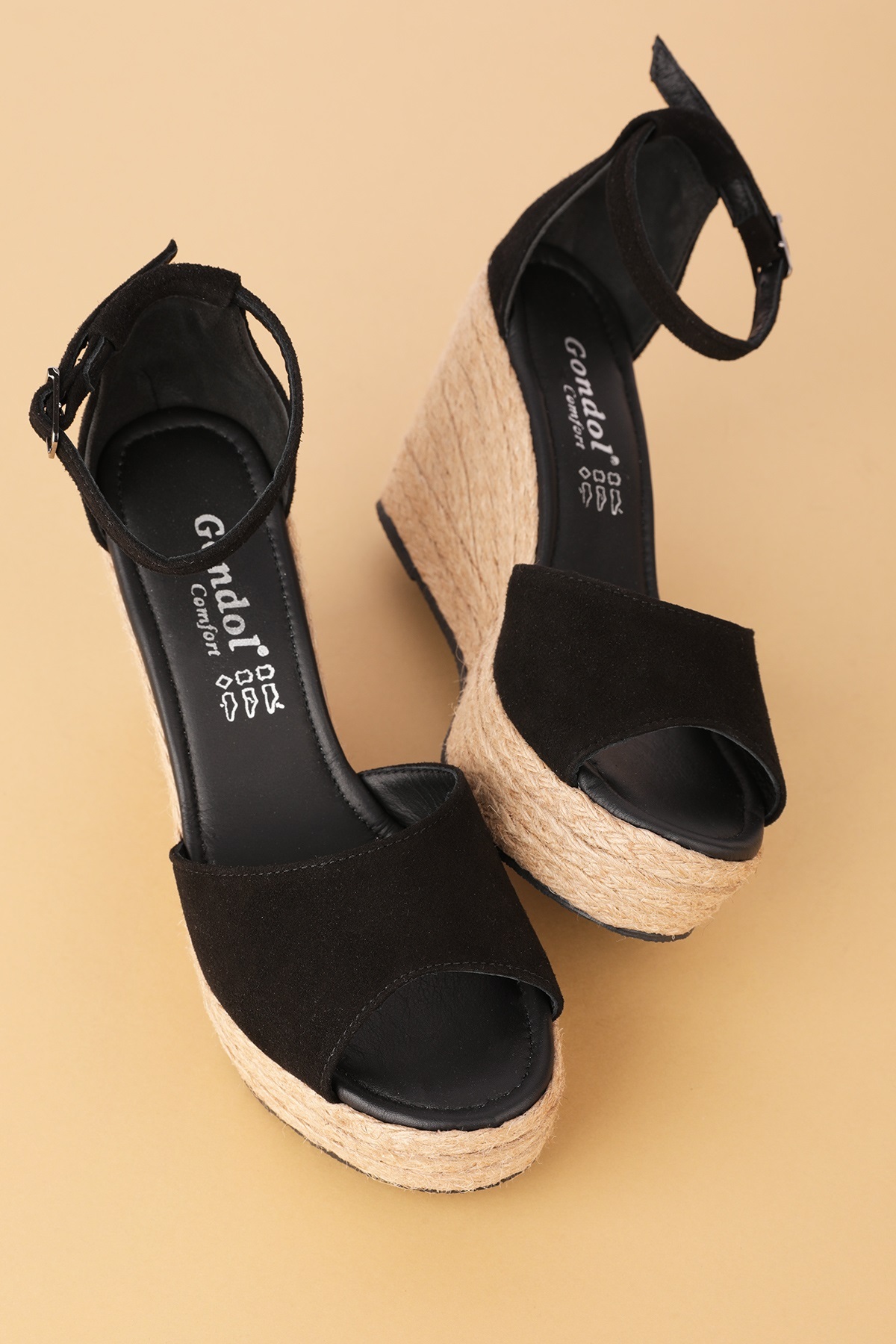 صندل زنانه مشکی Gondol | 353520699 اورجینال - تصویر 4