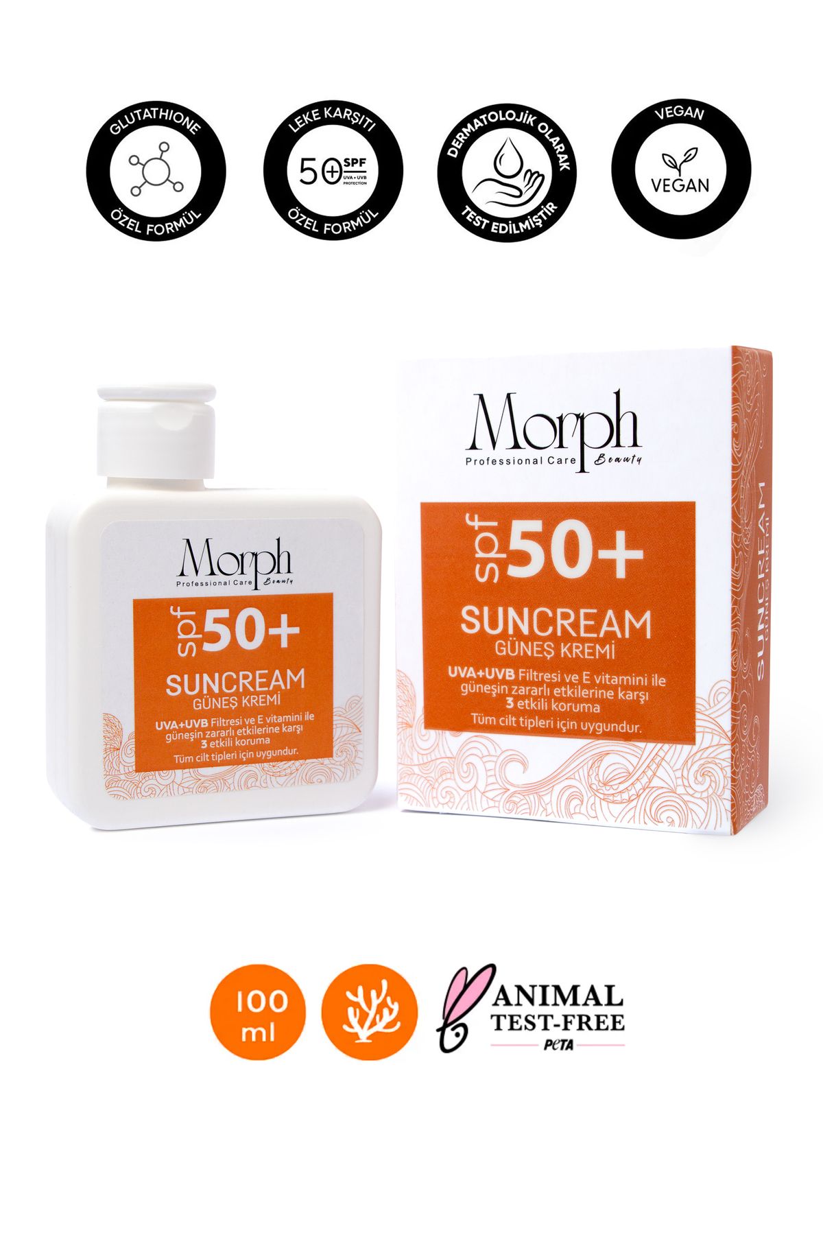 کرم ضد آفتاب صورت عفونی کننده پوست رنگ و بدن +50 SPF 100 میل morphbeauty