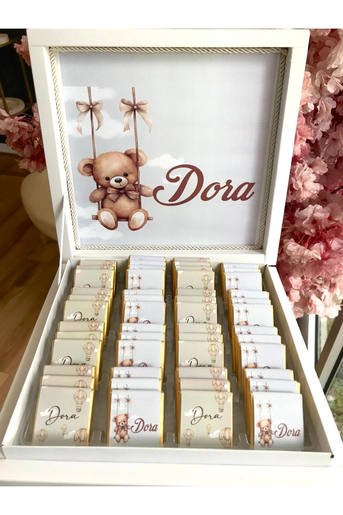 Minemiss Tasarım Lüks Kutulu İsme Özel Tasarım Kız-Erkek Bebek Çikolatası 50 Adet Dogum-Yaş Günü-Hediyelik Çikolatası fotoğrafı 3 (önizleme)