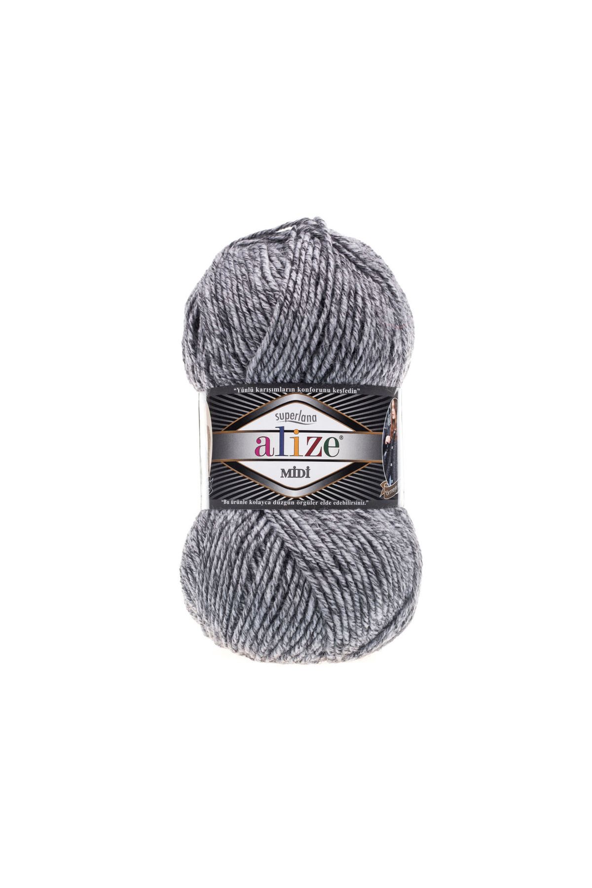 Alize-Süperlana Midi 801 Jaspe Grey Μεσαίο Παχύ Μάλλινο Πλεκτό Σχοινί 1