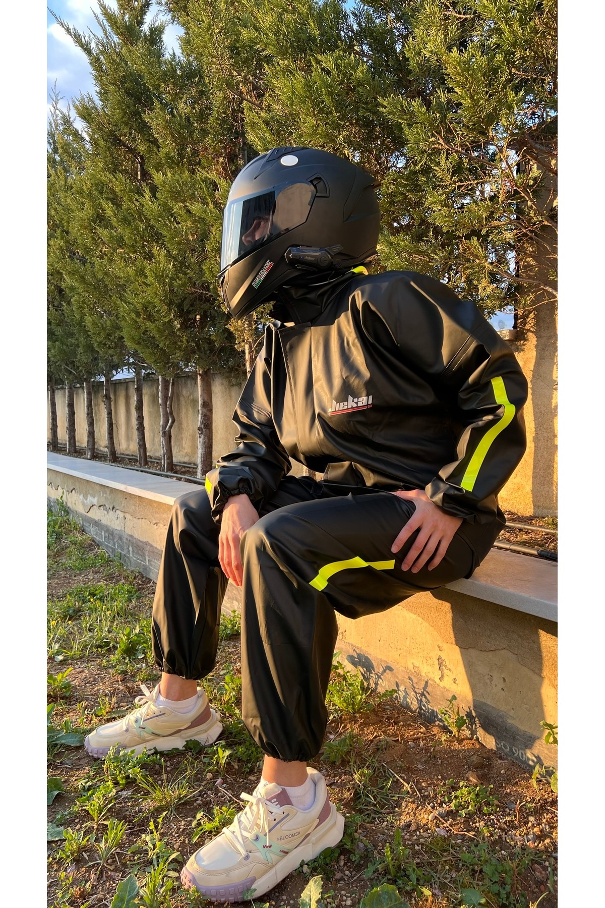 JİEKAİ Reflektörlü Özel Kesim 0,45 mm Kalın Yağmurluk Takım Su Geçirmez Pvc Çadır Kumaşı Motor Ekstra Kalın