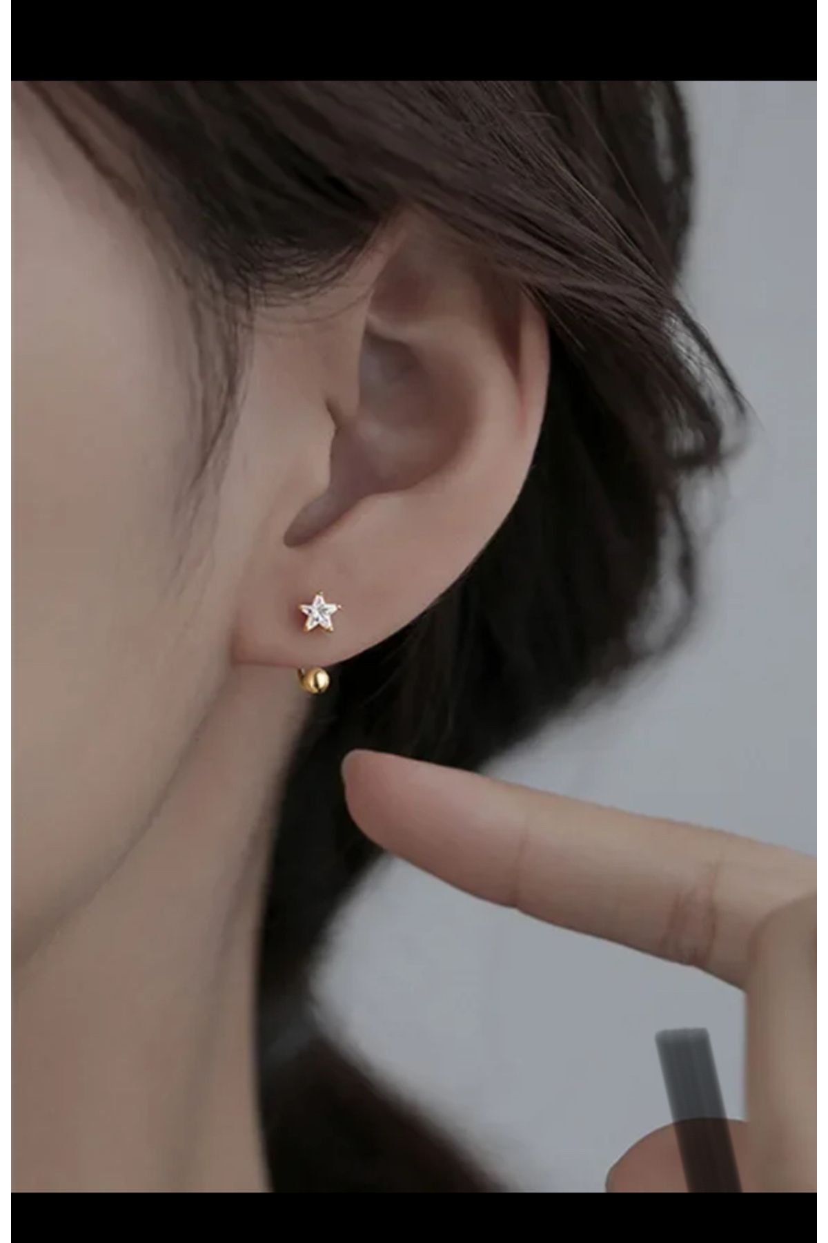 Kore tarzı yıldız model kulak memesi helix kıkırdak conch piercingi