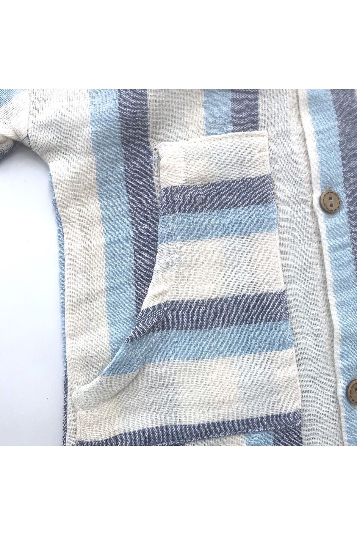 Miniworld-William Hooded Line Patterned Front Buttoned Muslin Jumpsuit 3