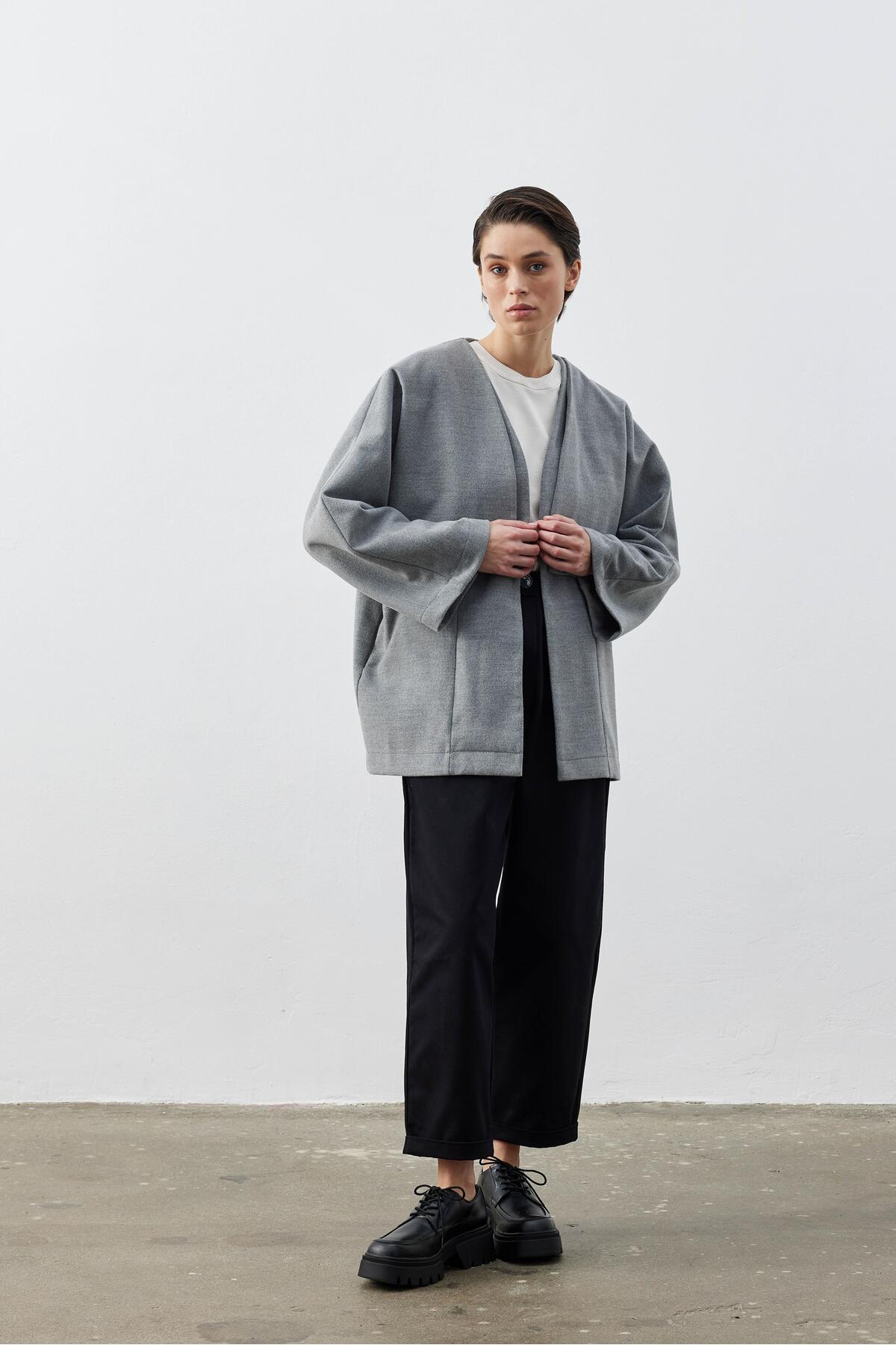 Birfil  Kaşe Gri Ceket Yelek - Görsel 7