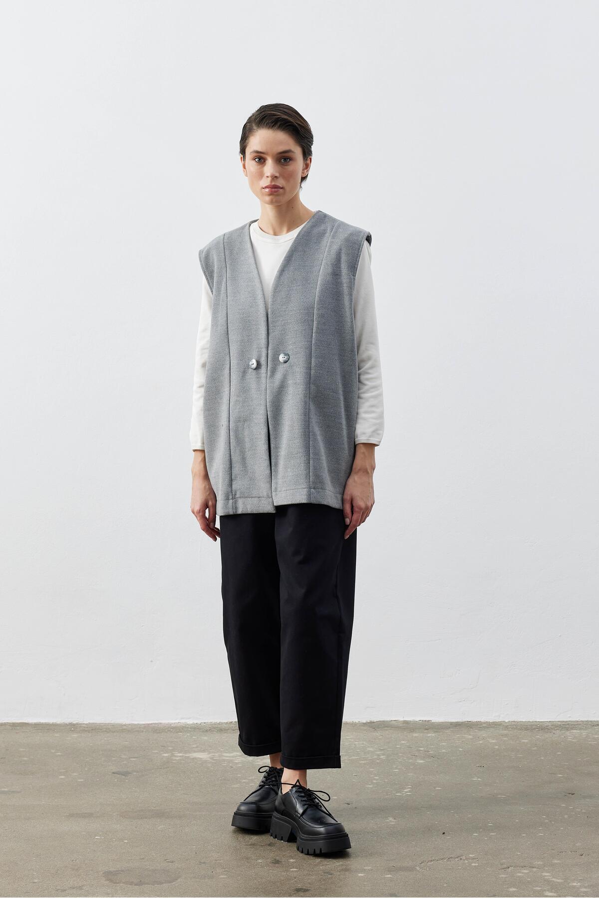 Birfil  Kaşe Gri Ceket Yelek - Görsel 8