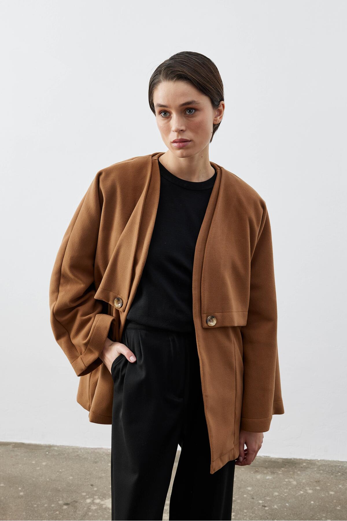 Birfil  Kaşe Camel Ceket Yelek - Görsel 7