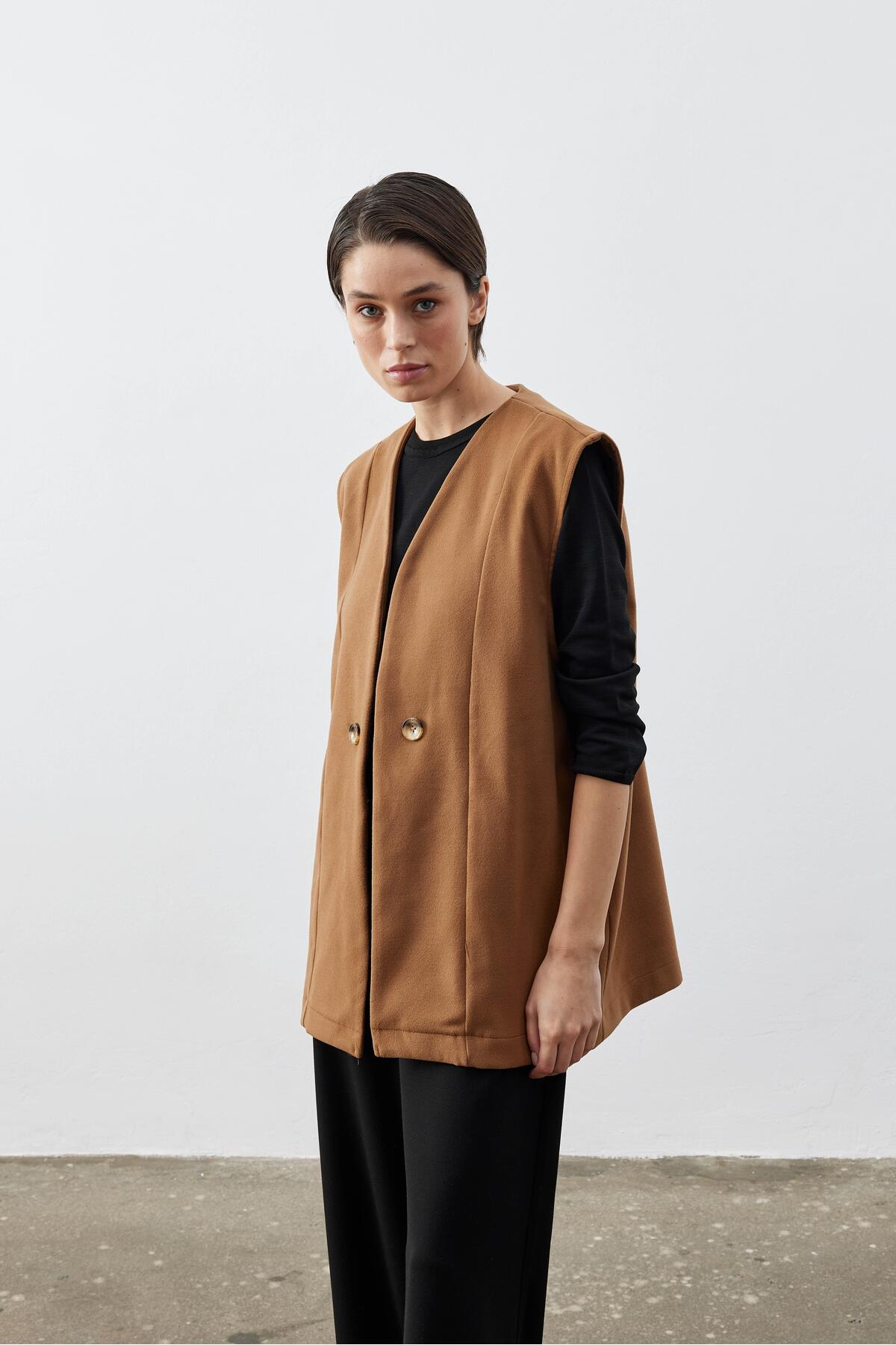 Birfil  Kaşe Camel Ceket Yelek - Görsel 2
