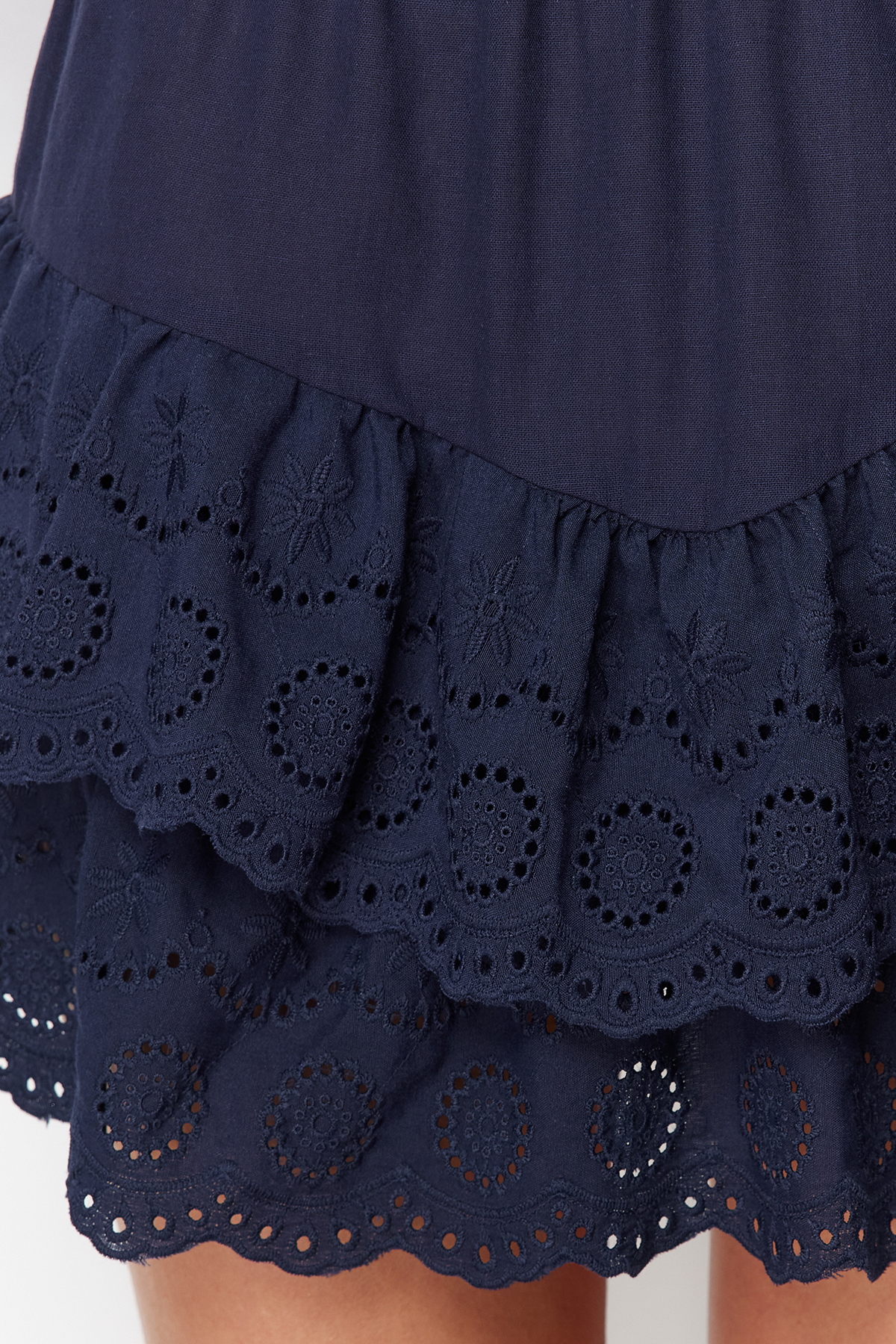 Trendyolmilla  Lacivert Dokuma Brodeli Plaj Mini Etek TBESS24ET00004 - Görsel 4