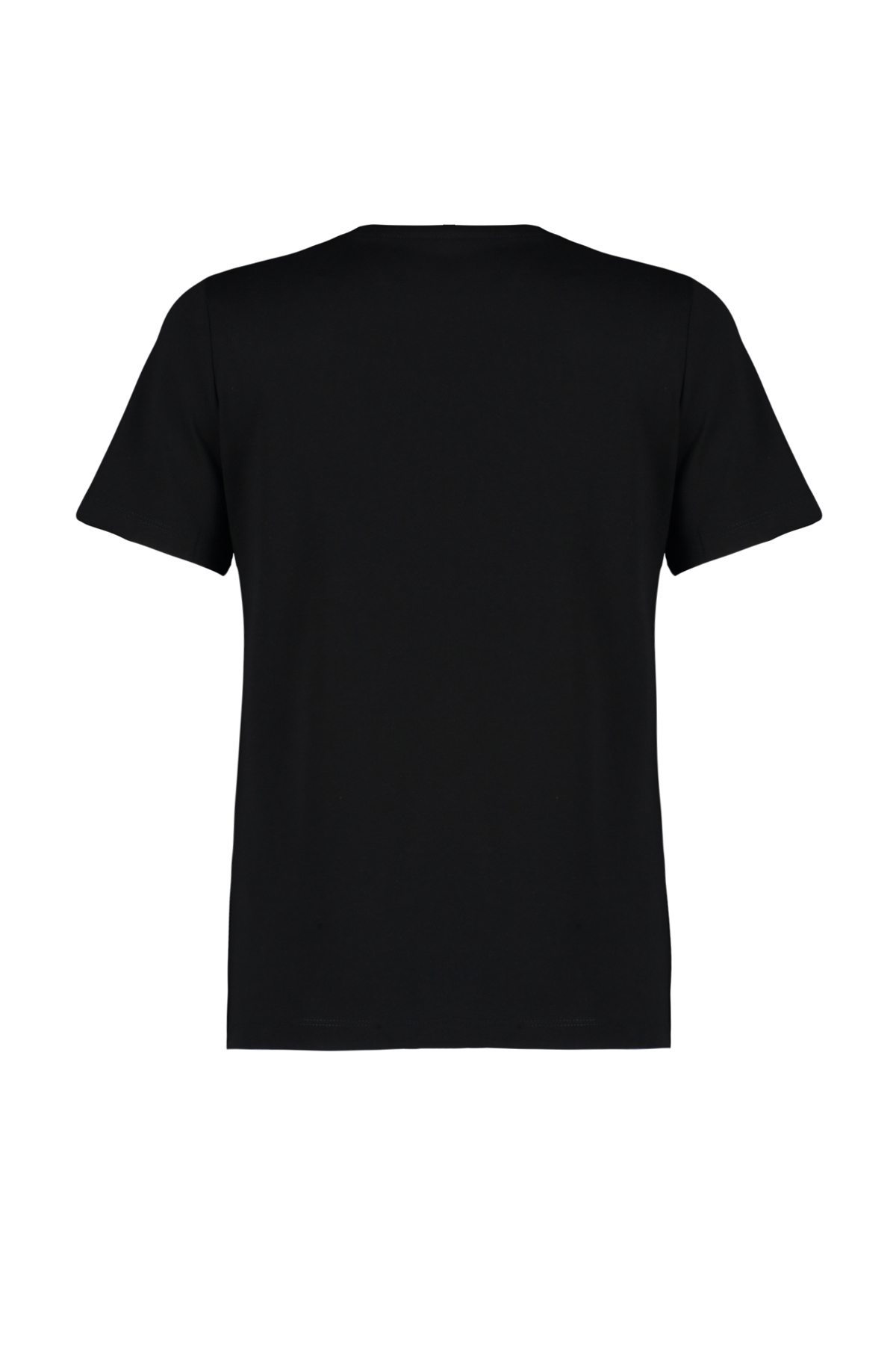 Trendyolmilla  Siyah %100 Pamuk Yıldız Baskılı Regular/Normal Kalıp Bisiklet Yaka Örme T-Shirt TWOSS24TS00095 - Görsel 8