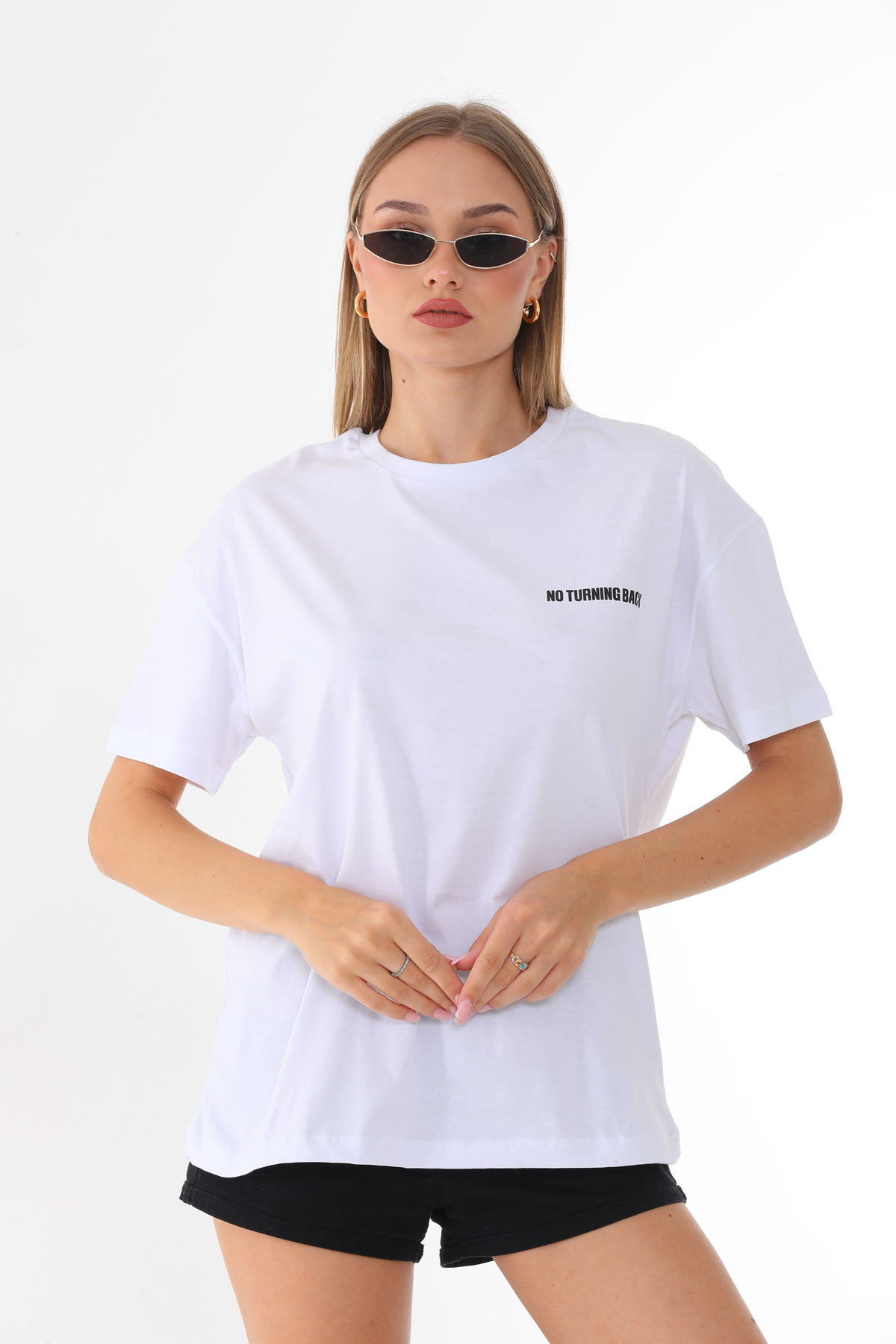 Batı Styling  Bisiklet Yaka Baskılı Kadın T-Shirt - Görsel 5