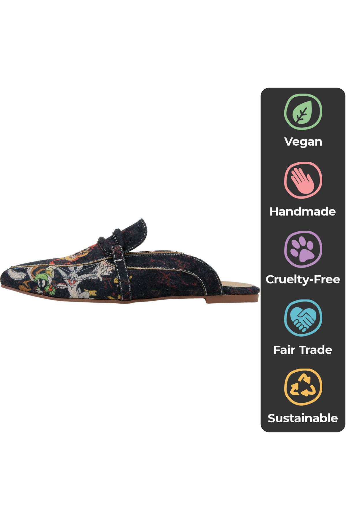 Dogo-Women's Vegan Leather Black Slippers - Warner Bros Tasmanian Devil Design 8