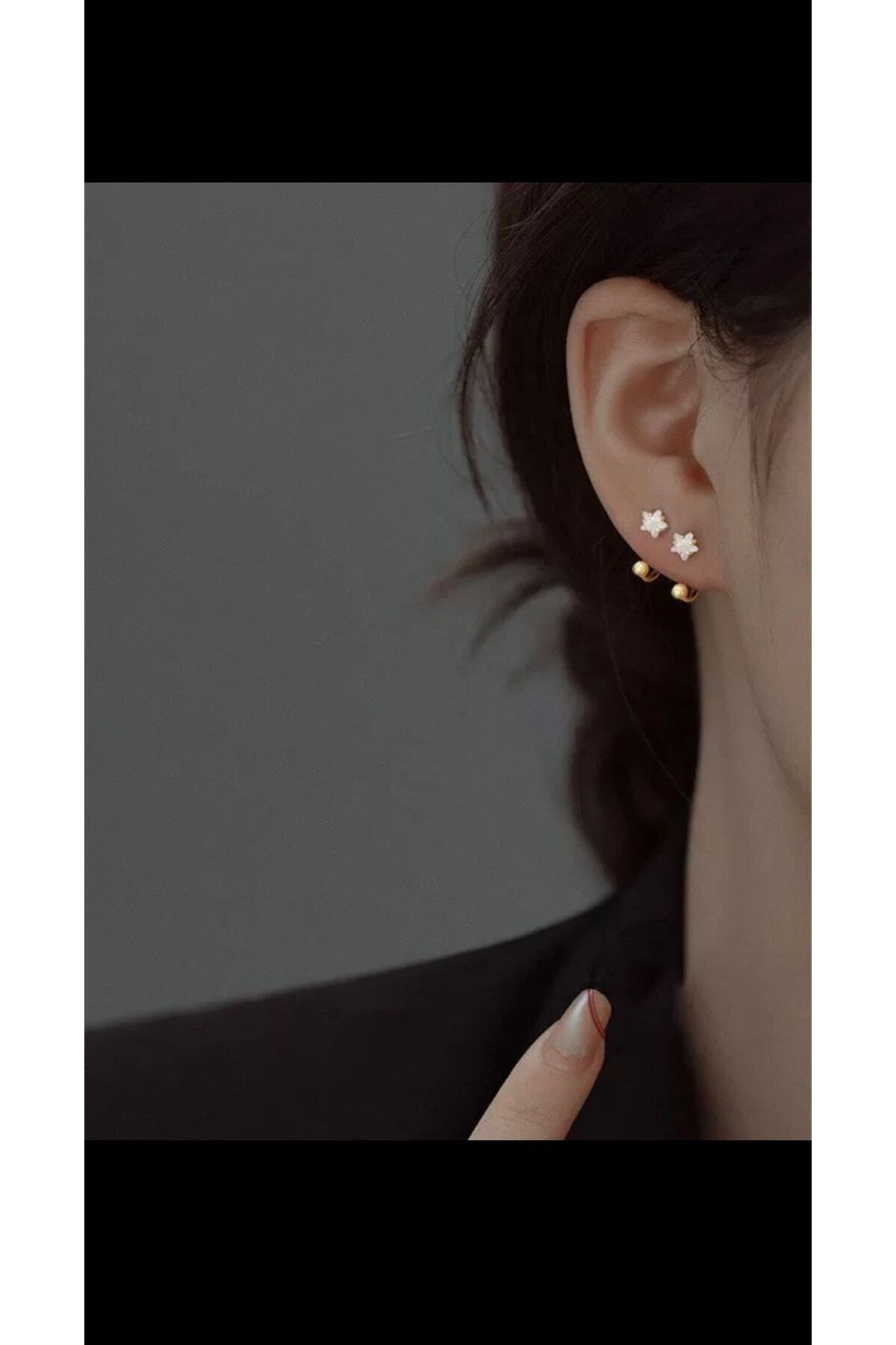Kore tarzı yıldız model kulak memesi helix kıkırdak conch piercingi