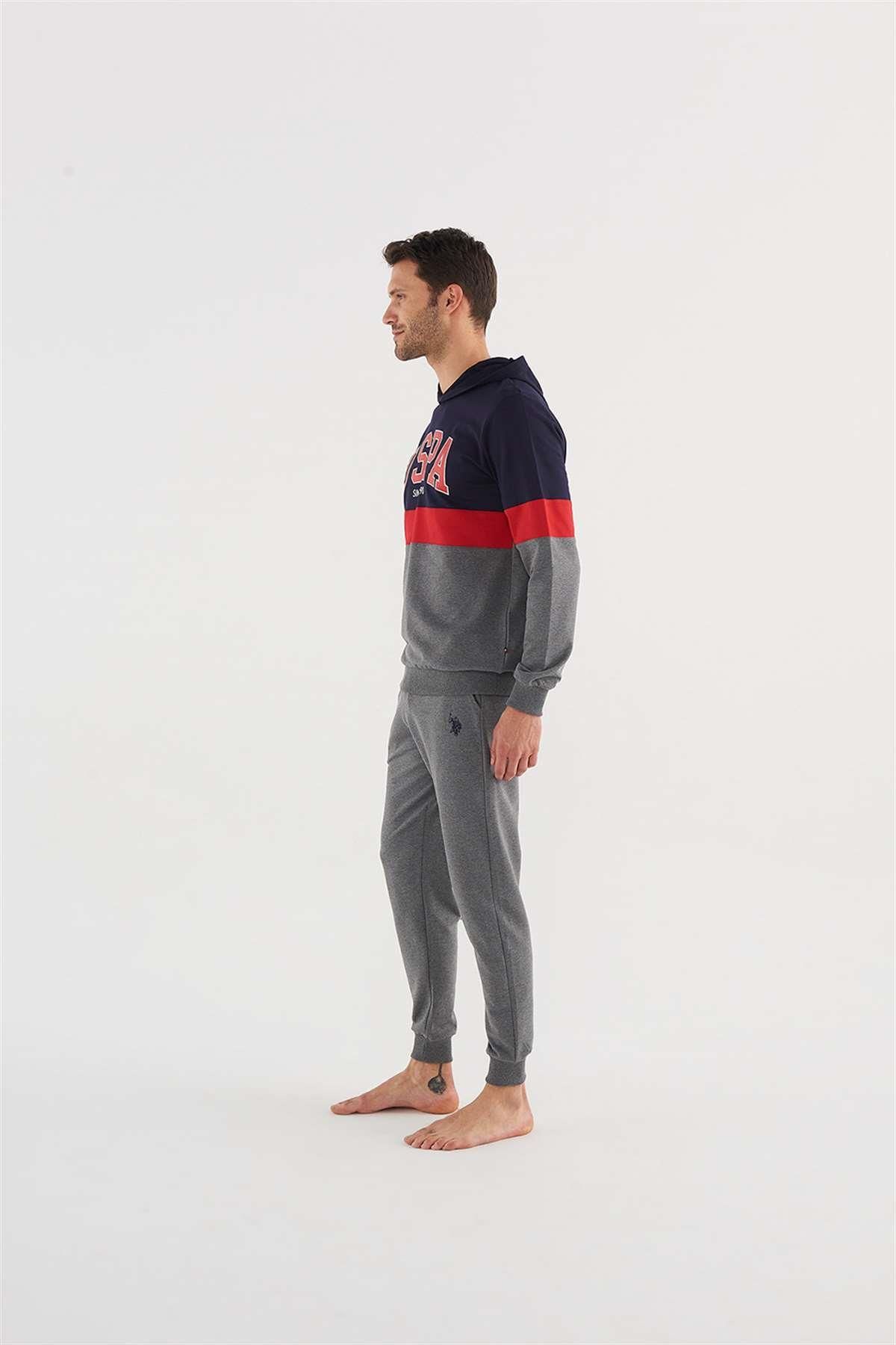 U.S. Polo Assn. ست لباس خواب مردانه کلاهدار U.S Polo Assn 18602 با آستین و سرآستین