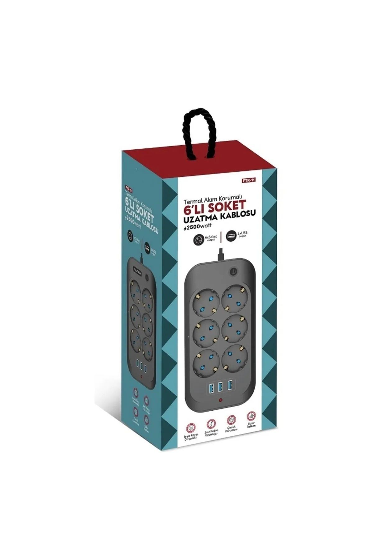 MATECHNO-6'Li Thermal Current Protected Socket 3X USB Input 2