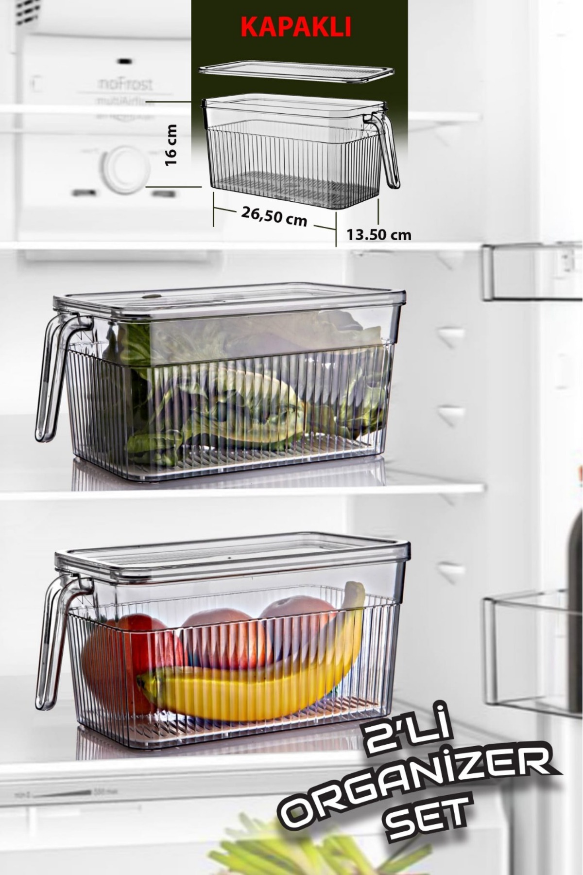 Open Home Concept 2'li Kapaklı Kulplu Süzgeçli Dolap içi Düzenleyici Organizer