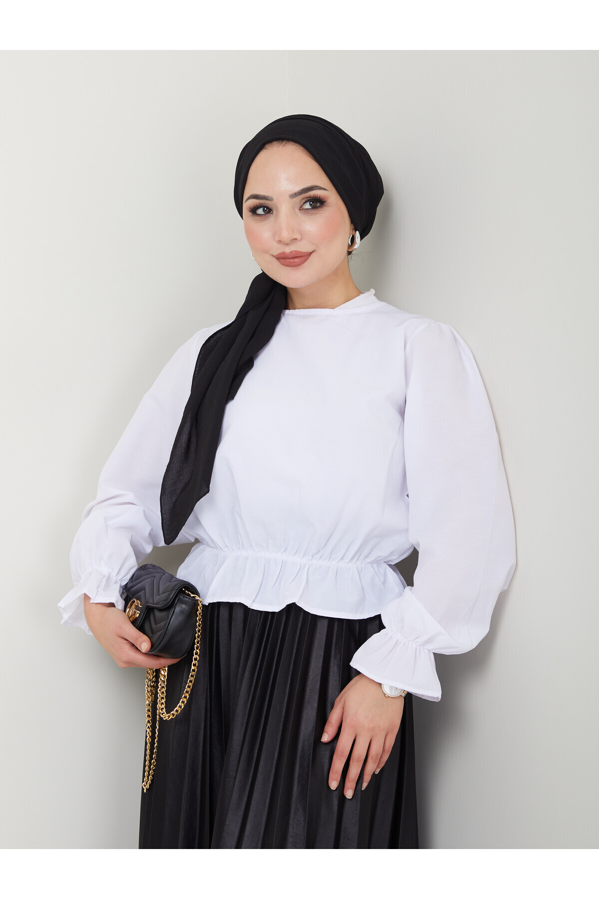 VOLT CLOTHİNG-Geraffte Hijab-Bluse für Damen 2