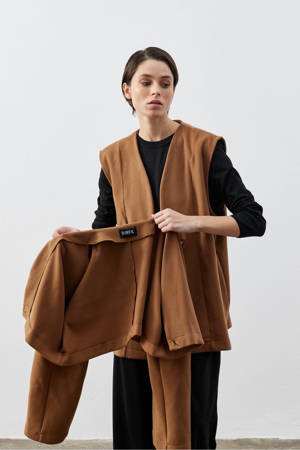 Birfil  Kaşe Camel Ceket Yelek - Görsel 8