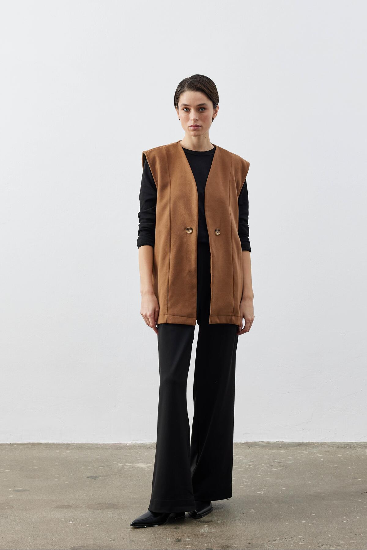 Birfil  Kaşe Camel Ceket Yelek - Görsel 5