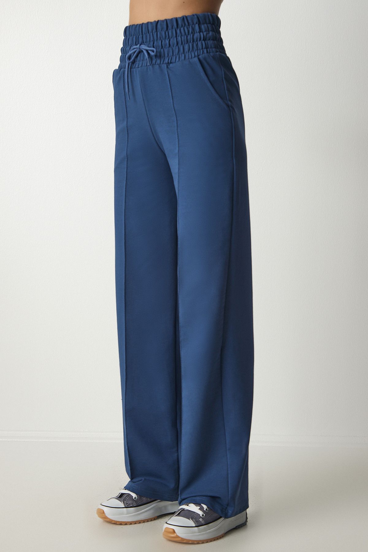 Happiness İstanbul-Marineblaue Basic-Jogginghose aus Strick mit Taschen für Damen XR00018 5