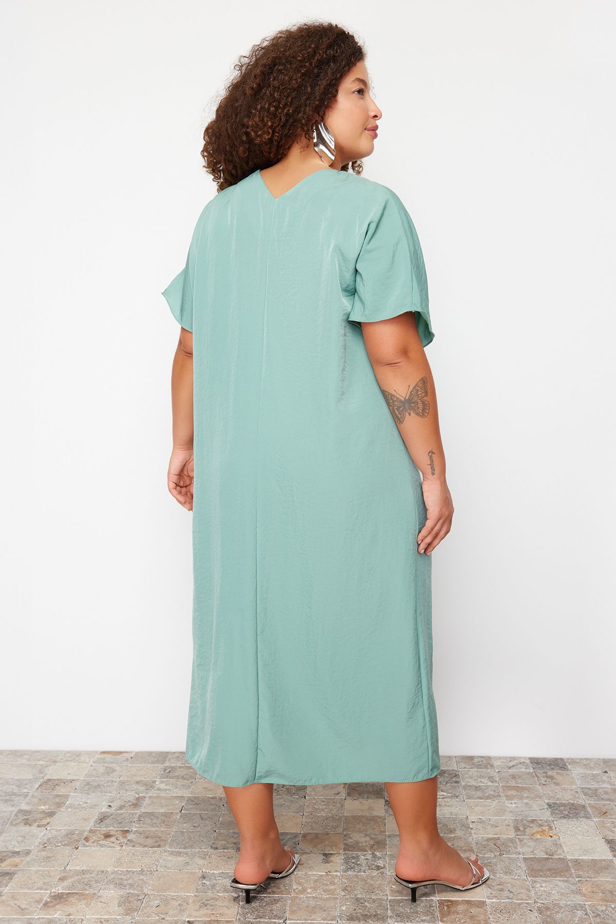 Trendyol Curve-Φόρεμα Mint Lyocell Woven Plus Size 6