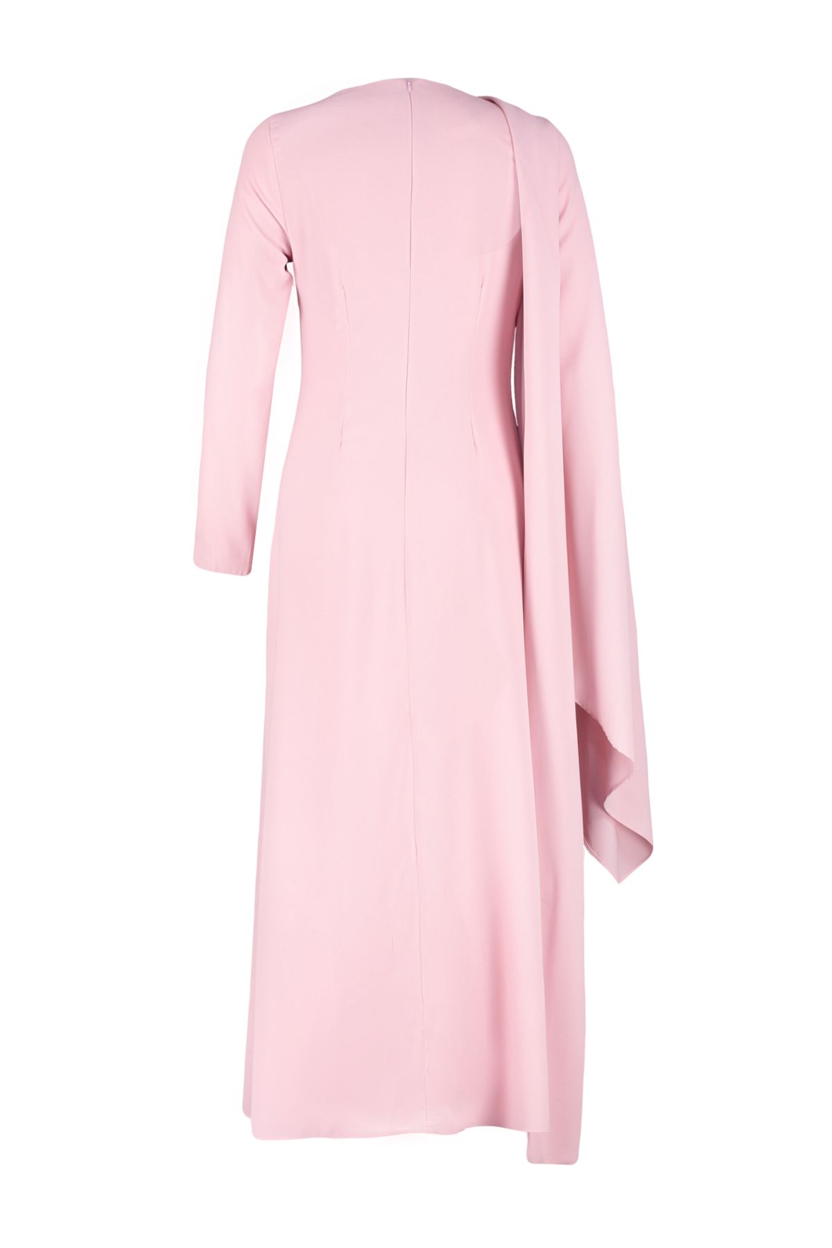 Trendyol Modest-Gefüttertes Abendkleid mit Puderschal-Detail TCTSS24DB00036 8