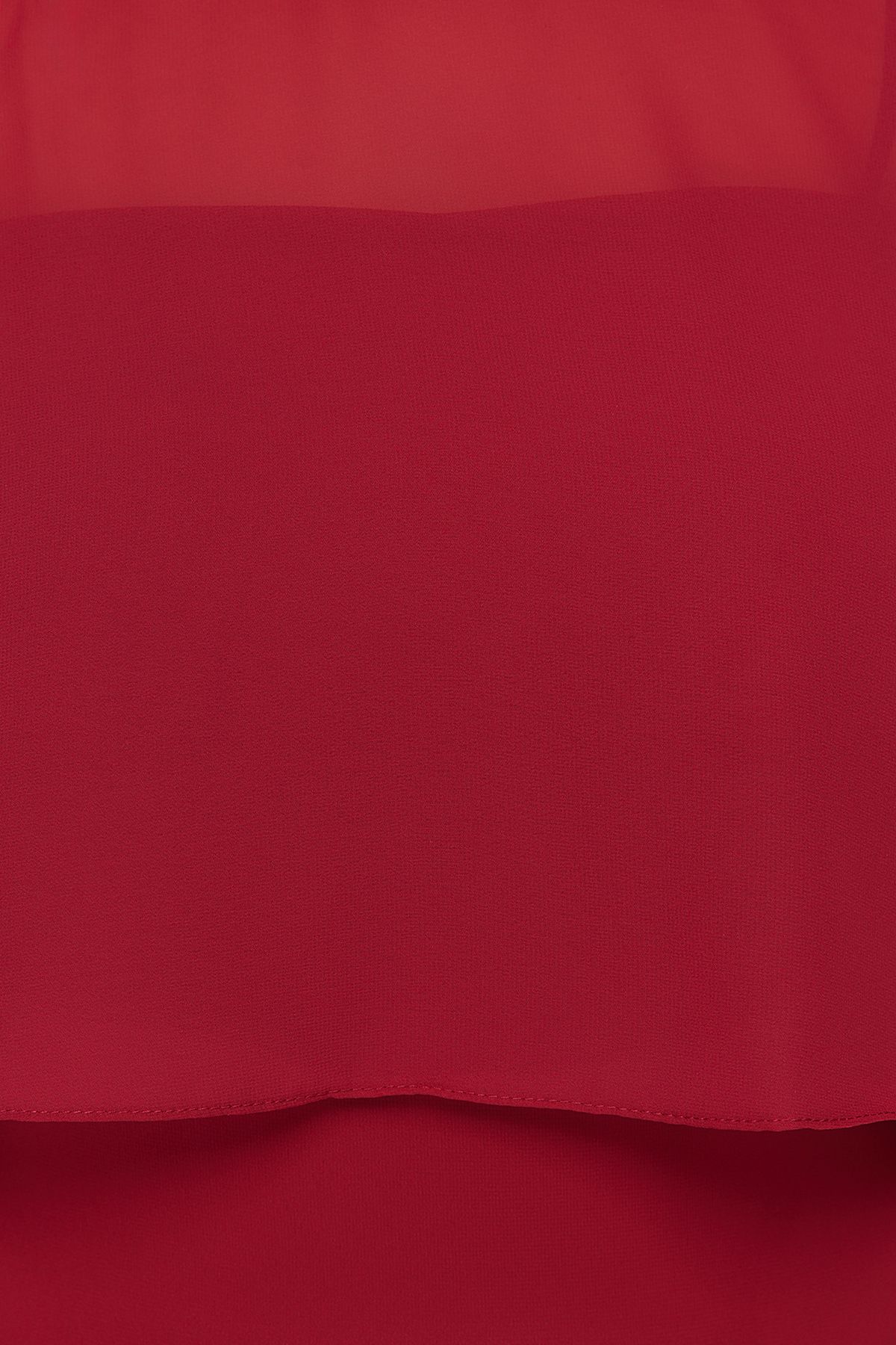 Trendyol Curve-Klaret Red Cape Detailní šifonové tkané šaty větší velikosti 5