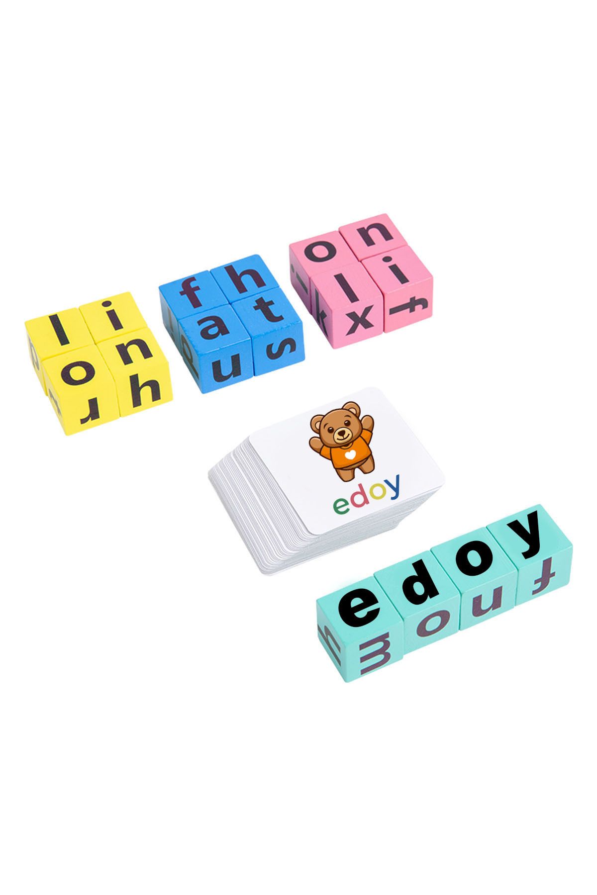 Montessori Eğitici İkili Oyuncak Seti-Rubik Emoji Bulmaca ve Rubik Türkçe Bulmaca Kutu Oyunu