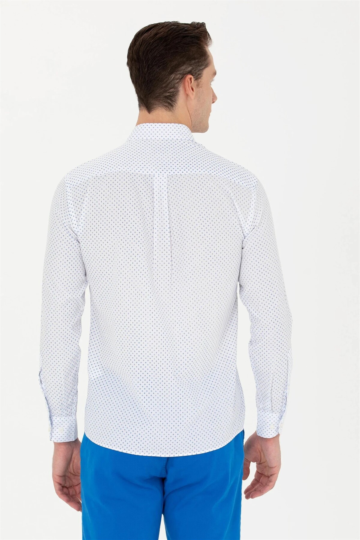 پیراهن مردانه آبی یو اس پولو | 1786793 اورجینال - تصویر 5