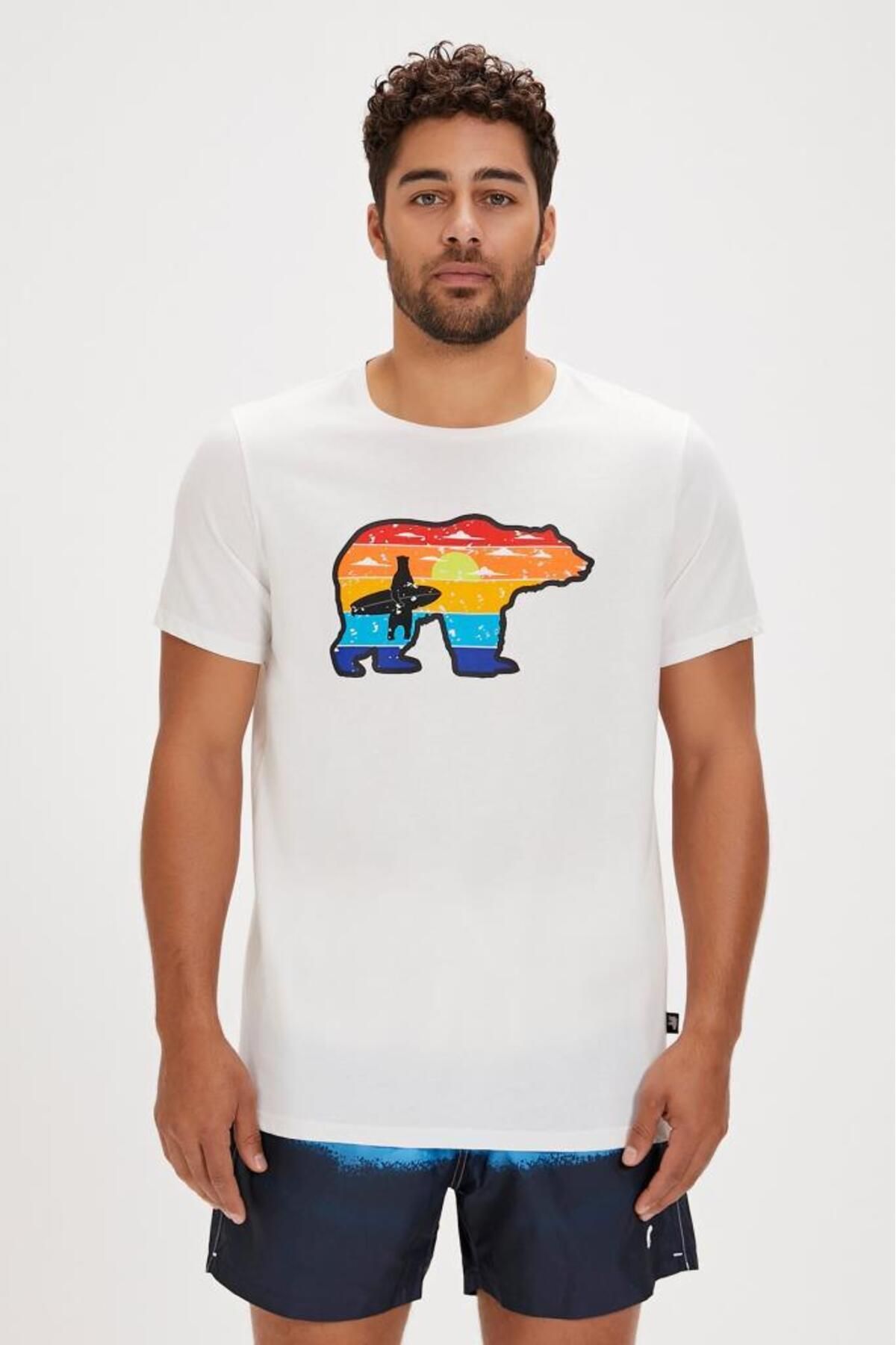 تی شرت GLEEN OFF-WHITE تی شرت مردانه سفید S-XXL Bad Bear