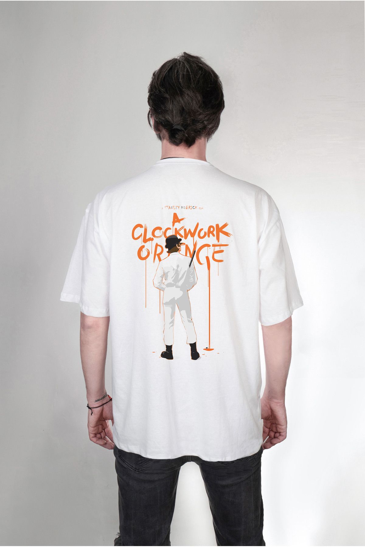 Darkia-A Clockwork Orange Printed Oversize White T-Shirt - Double Sided T-shirt 1