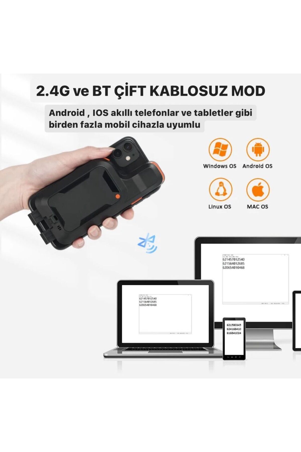 FOSILAVM-Bluetooth wireless 2D back clip scanner phone 1D/2D QR barcode reader mobile scan support 5