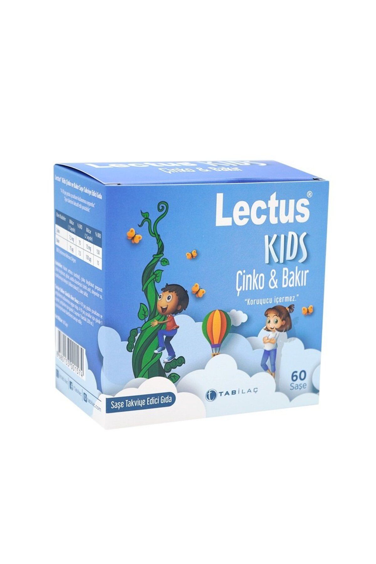 Tab İlaç Lectus Kids Пищевая добавка с цинком и медью 60 пакетиков VİS-TAB-061