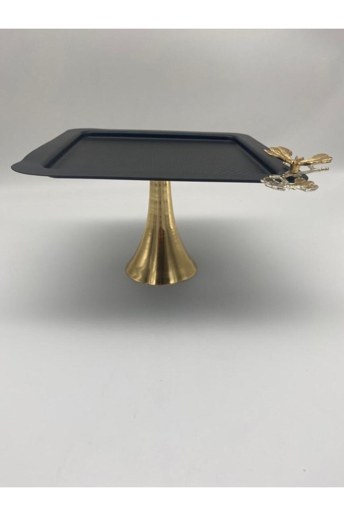 Footed Black Square Metal Tea and Coffee Serving Tray, Cake, Cupcake, Cookie, Dowry Presentation Tray