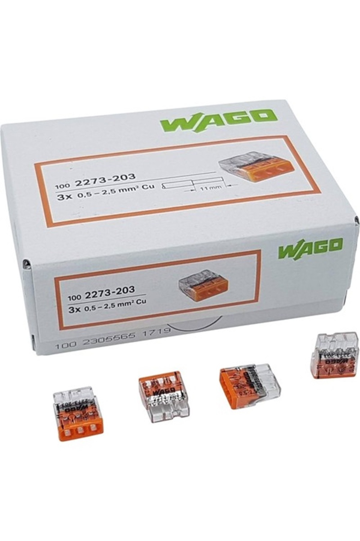 Tamer Elektrik Wago 100 ADET Klemens 3 Kutuplu Buat İçi