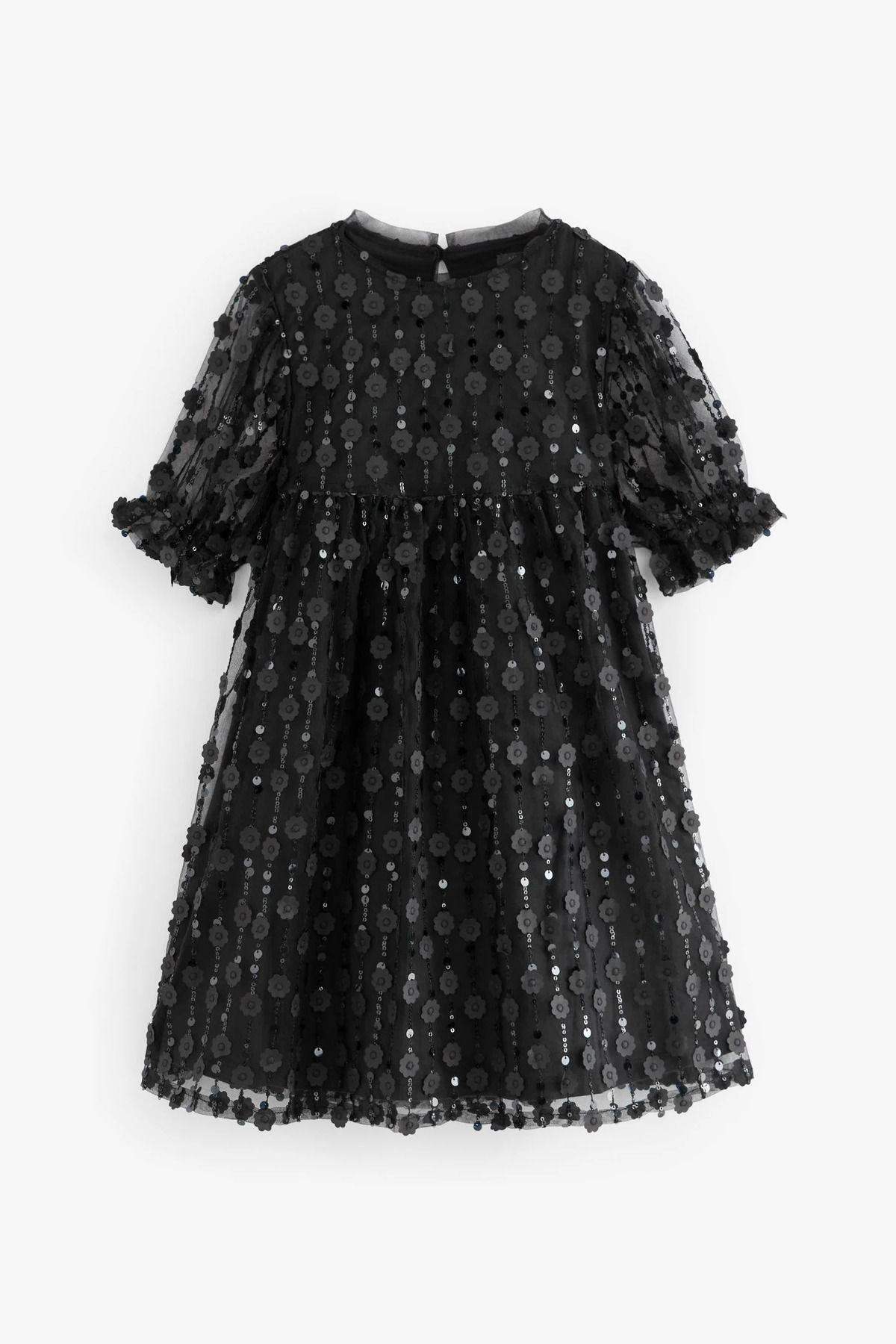 Next Baby-black girl's Sequined Sparkly Party and special occasion Dress 4