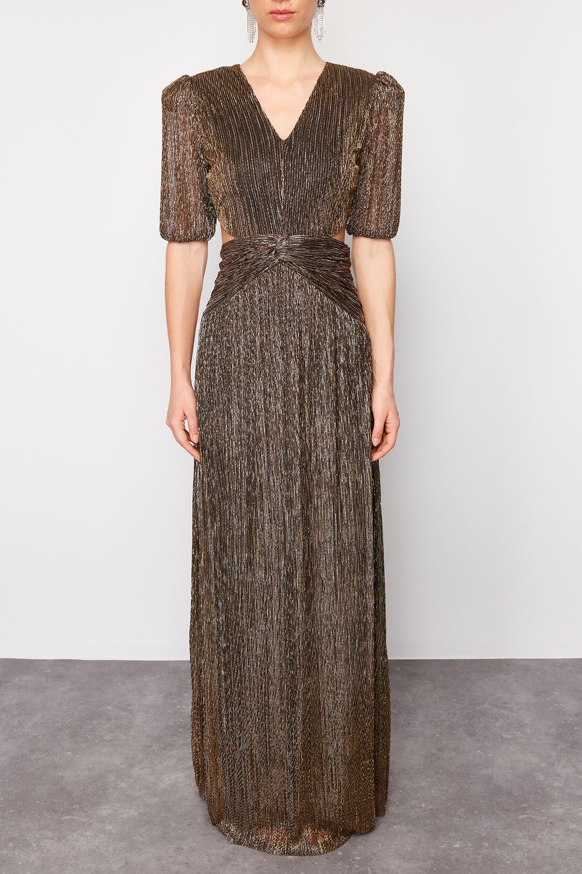 Trendyol Collection-Brown A-Line Knitted Evening & Homecoming Dress Tprss24Ae00014 4