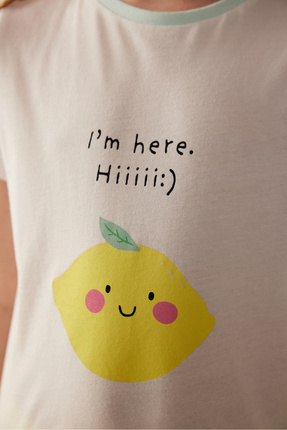 Penti Kız Çocuk Limon Baskılı Pijama Takımı