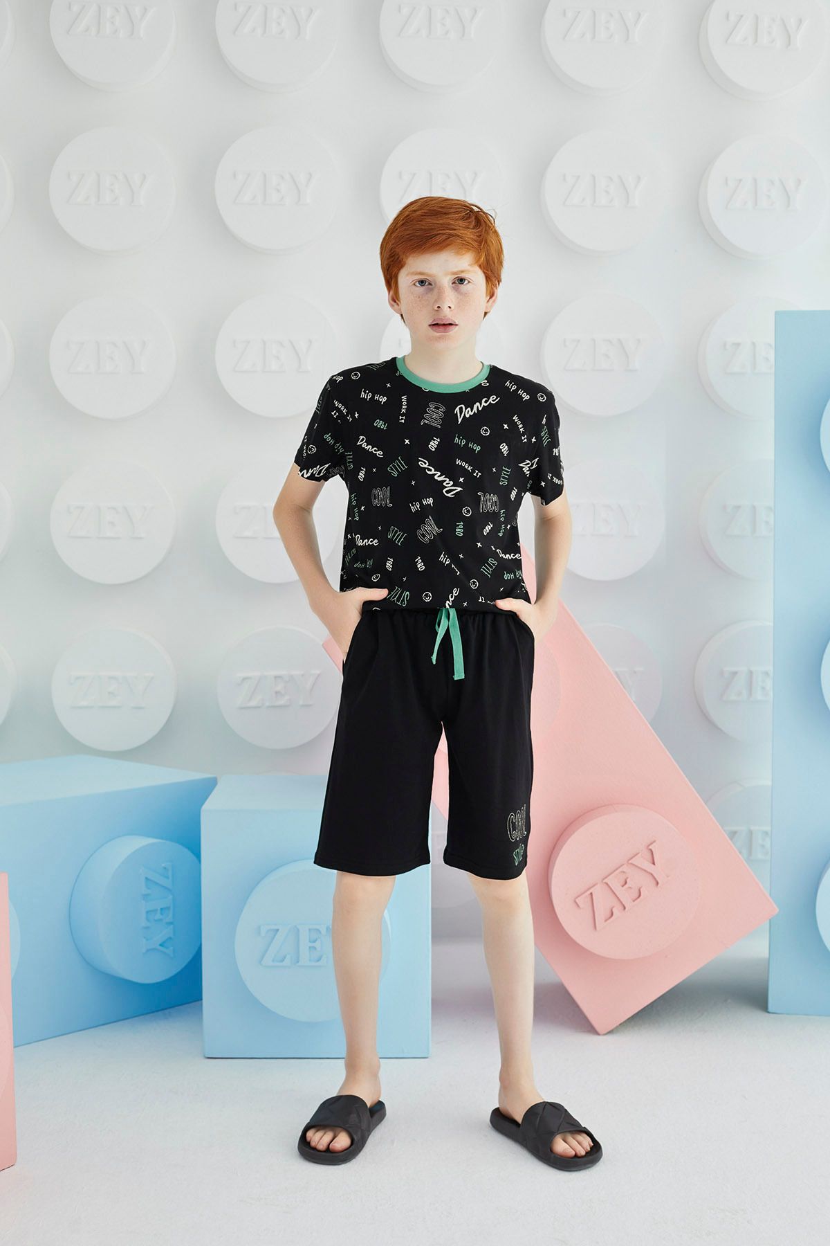 ZEYZEY-8655 MEN'S C. PRINTED SHORTS SET GARSON 2