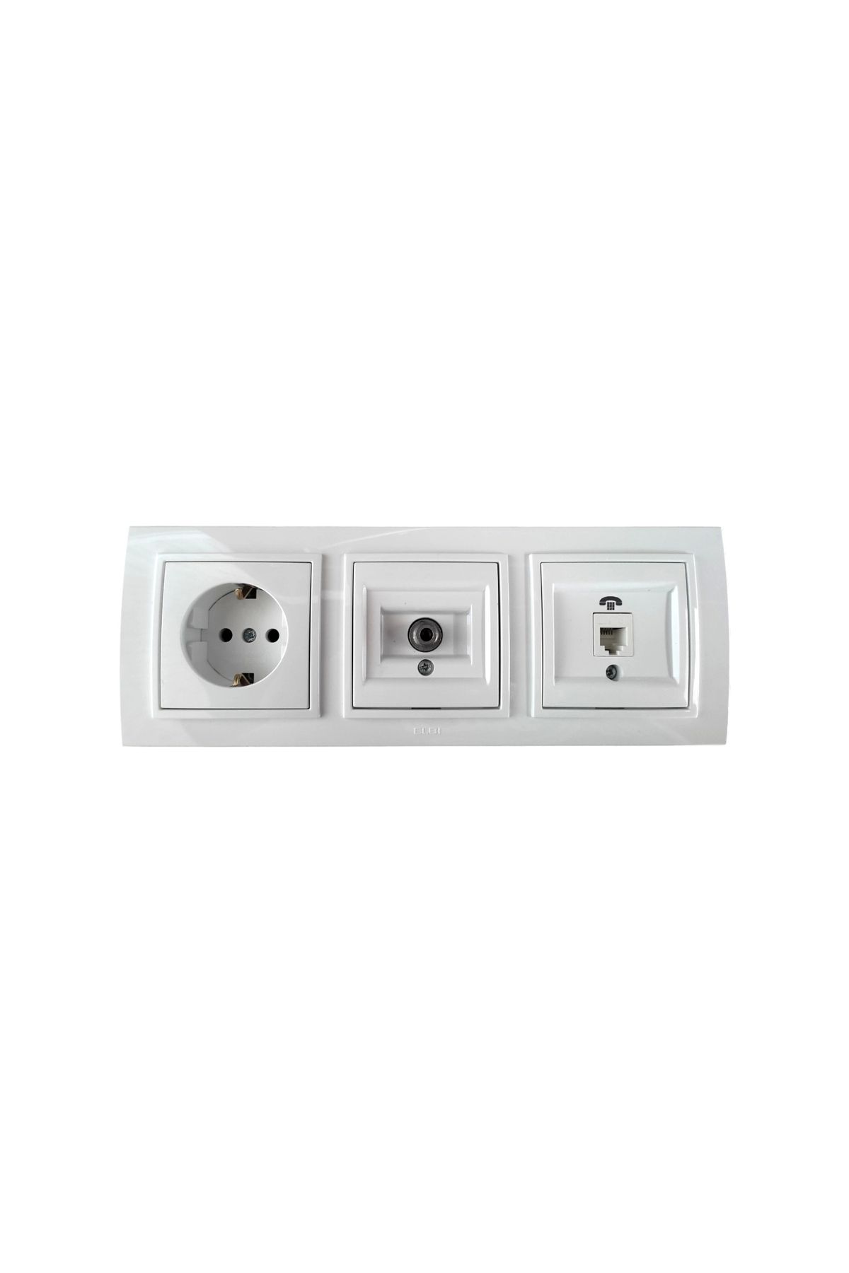 ELBİ-Elbi Zena White Triple Set Grounded Socket + Satellite TV Socket + Numeris Cat3 Rj11 1