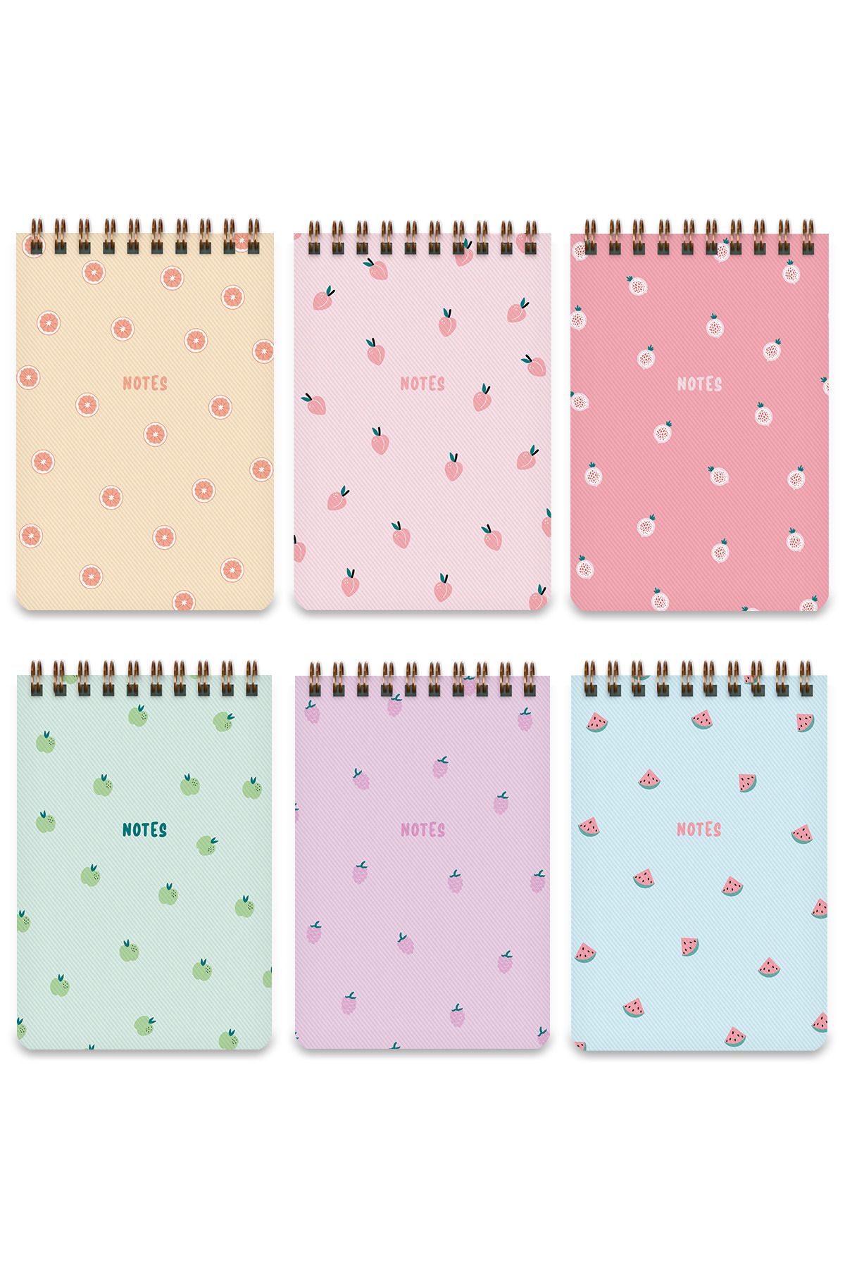 Matt Notebook-6-Piece Pocket Notebook Memo Pad Set Fruits 4