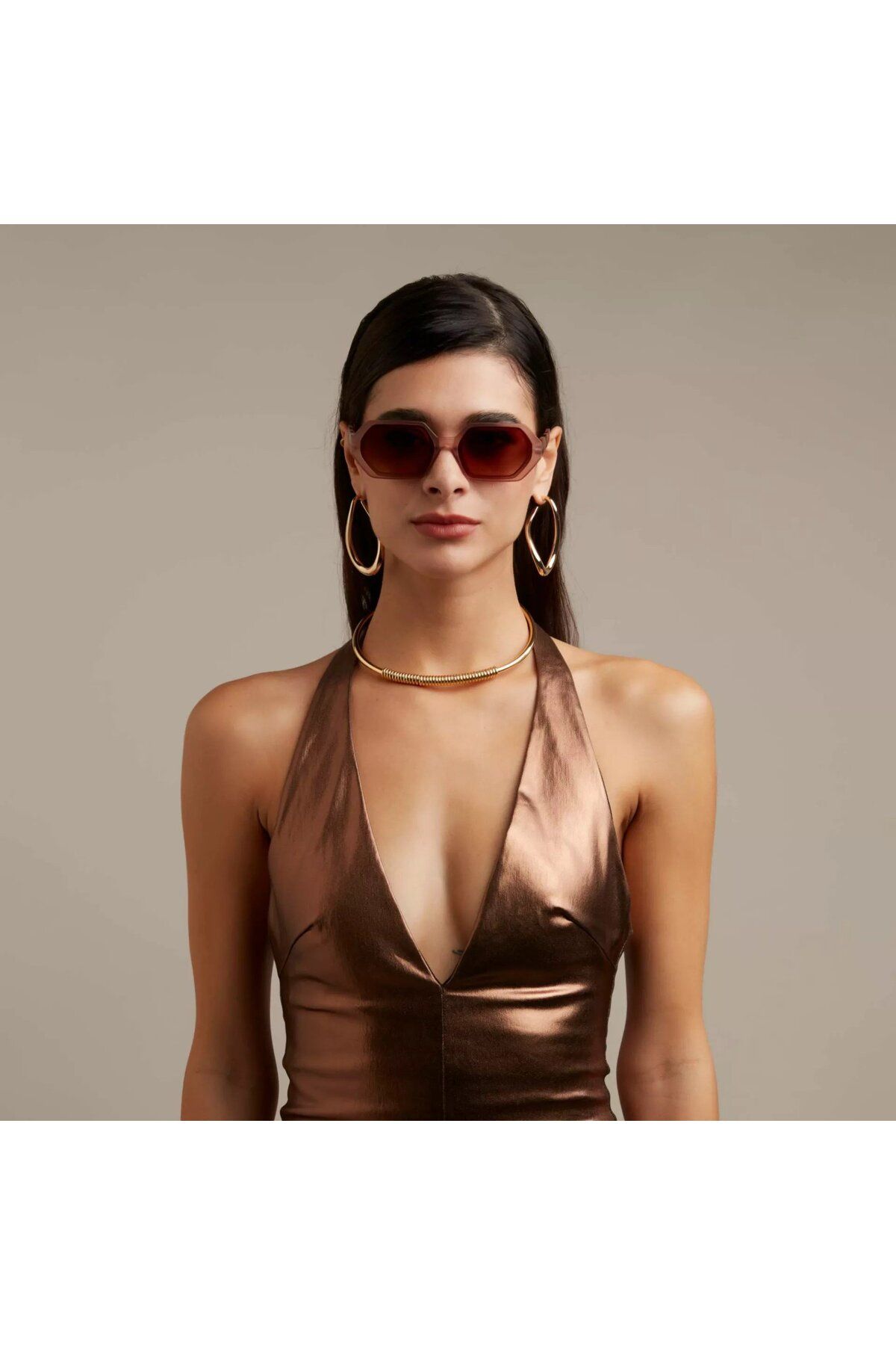 Okkia-Andrea Hexagon Unisex Sunglasses - Pink Havana 2