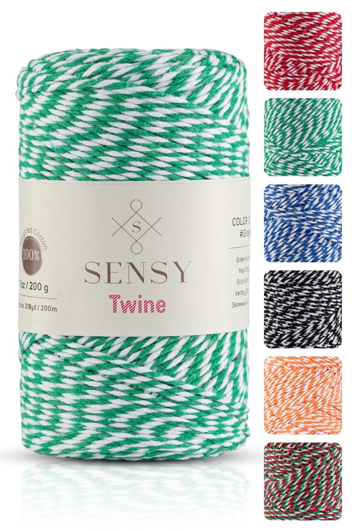 SENSY Premium 200 Metre 200 G Yeşil Beyaz Paket Ip Hediye Paketleme Ipi Marteniçka Ipi Twine Baker