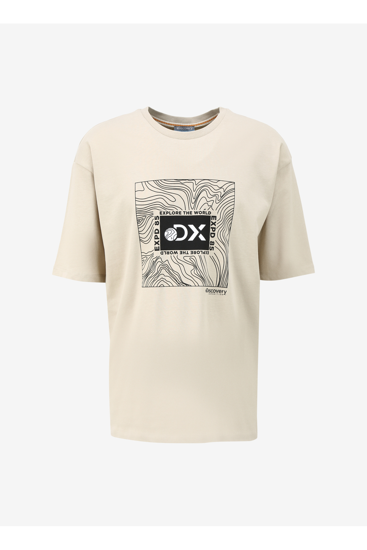 دیسکاوری اکسپدیشن تی شرت مردانه طرح دار یقه گرد بژ D4SM-TST3256