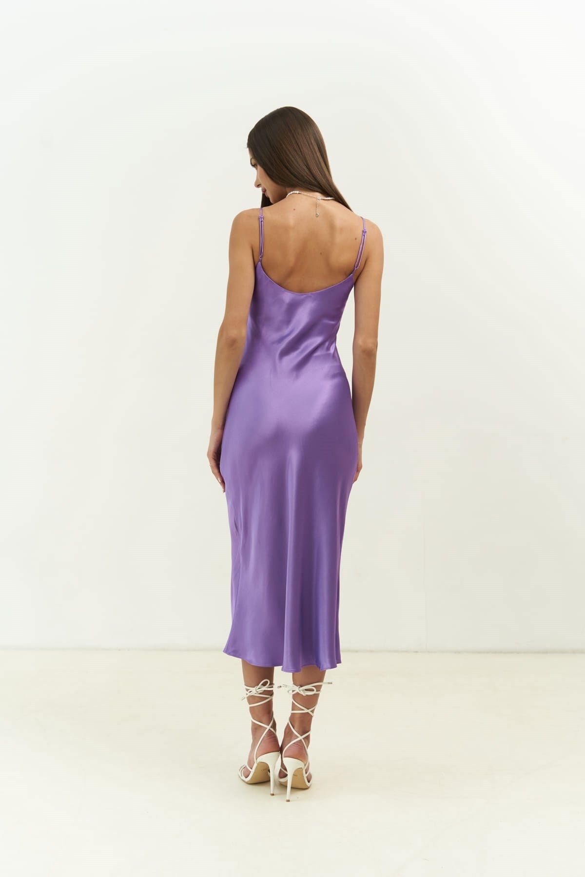 MAİ COLLECTİON-Rochie midi liliac cu bretele Amalfi 4