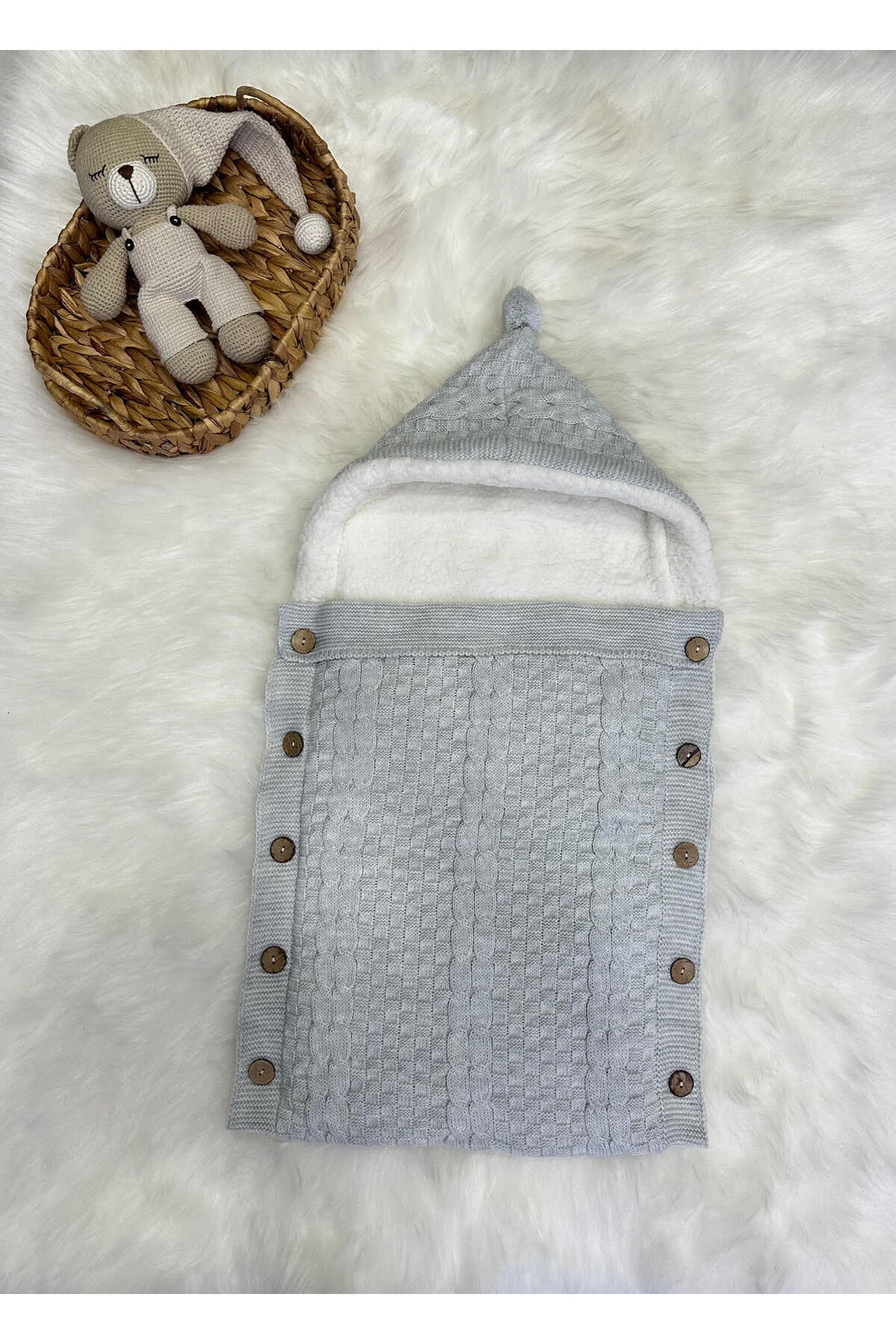 LİTTLELAND İKİLİ SAÇ ÖRGÜLÜ TRİKO WELLSOFT BEBEK KUNDAK fotoğrafı 3 (önizleme)